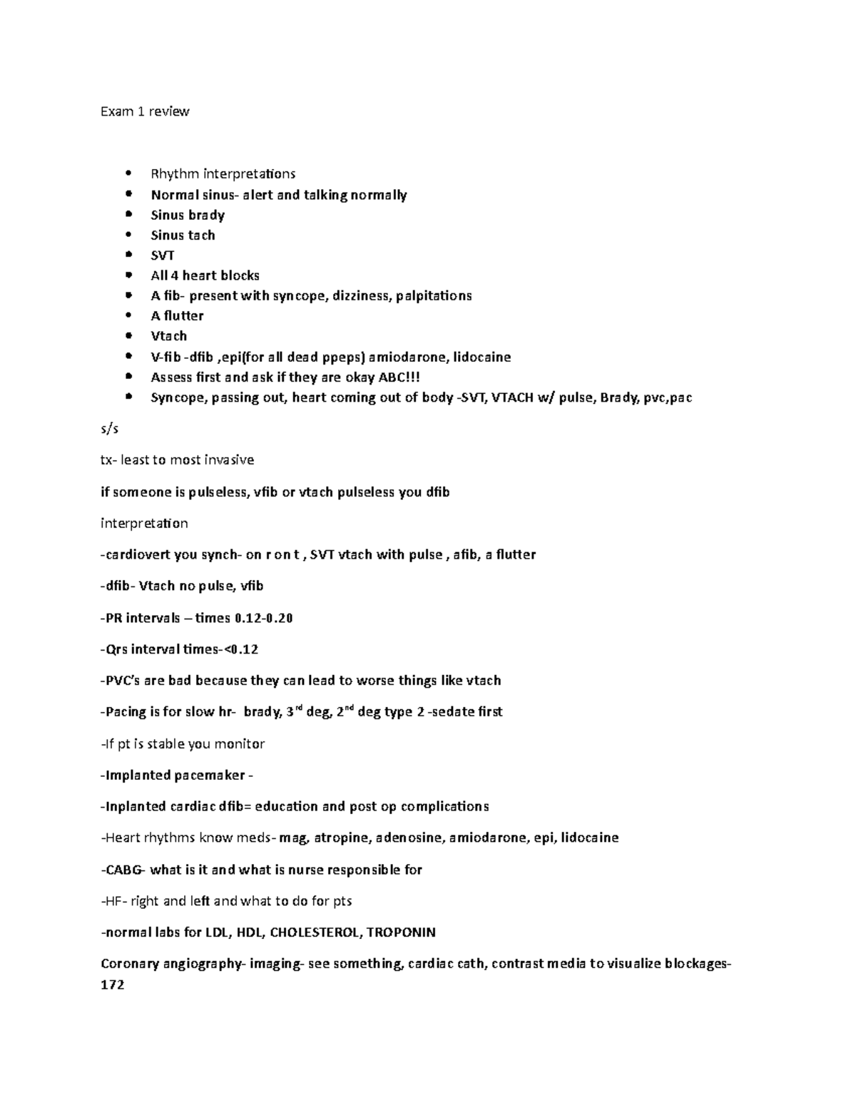 Exam 1 review - Exam 1 review Rhythm interpretations Normal sinus ...