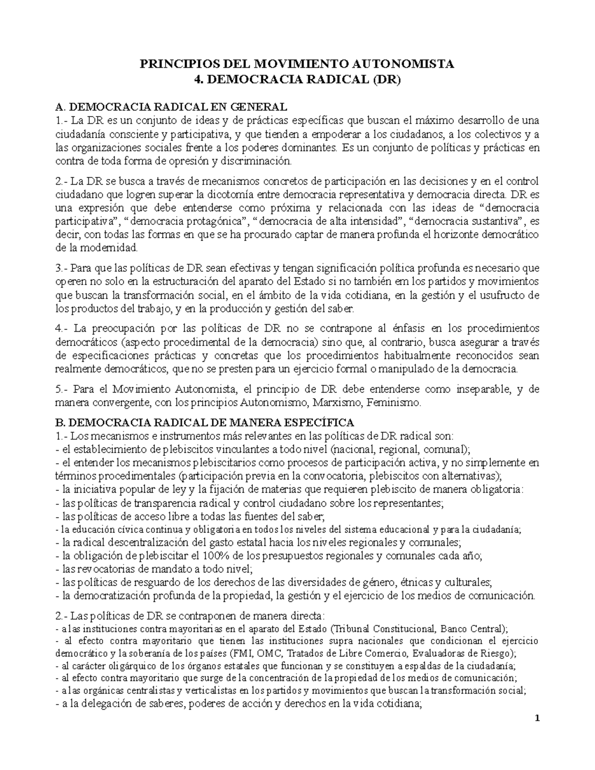 Principios MA - N°4 Democracia Radical - PRINCIPIOS DEL MOVIMIENTO ...