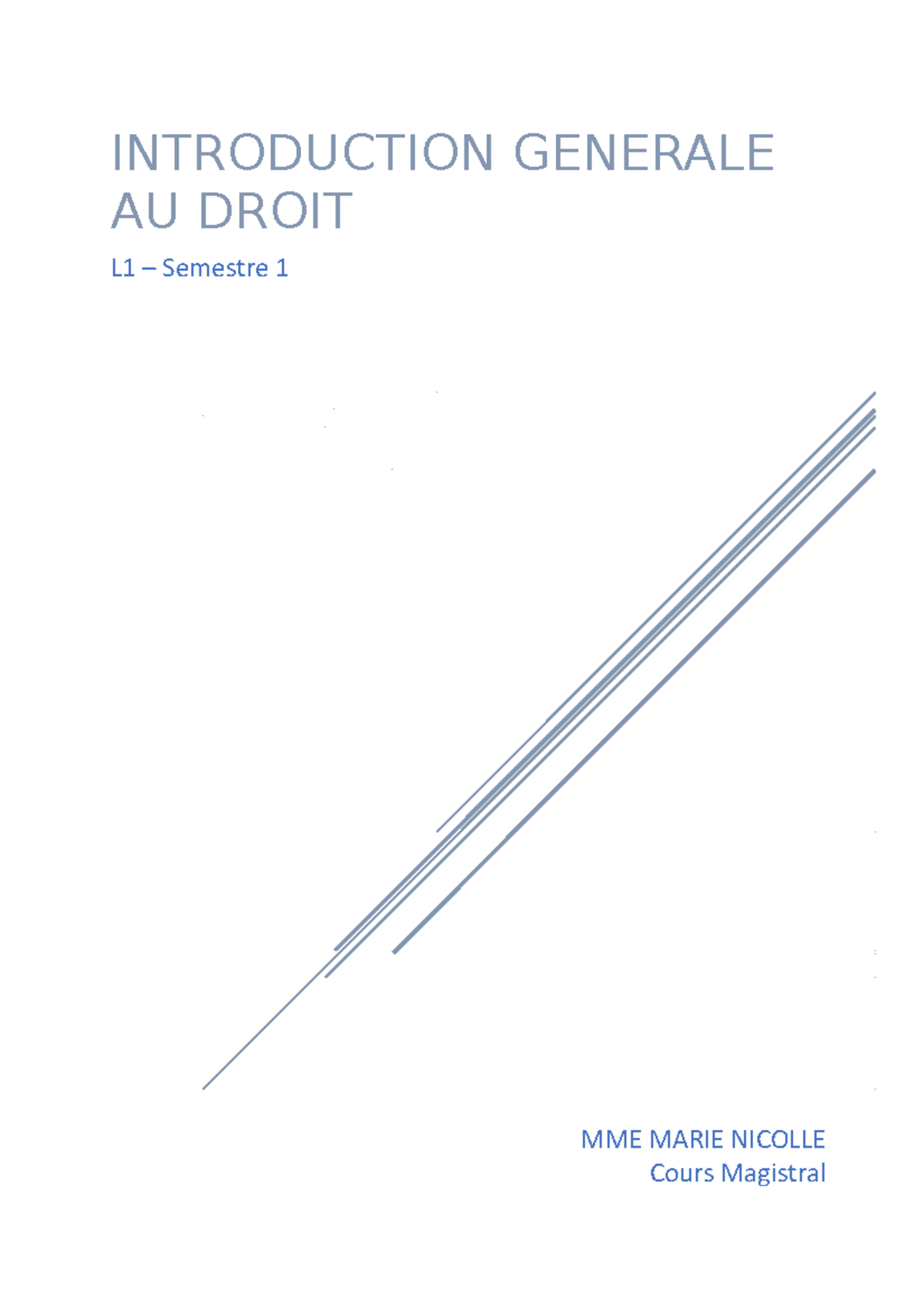 IGD - Cours 2 - INTRODUCTION GENERALE AU DROIT L1 – Semestre 1 MME ...