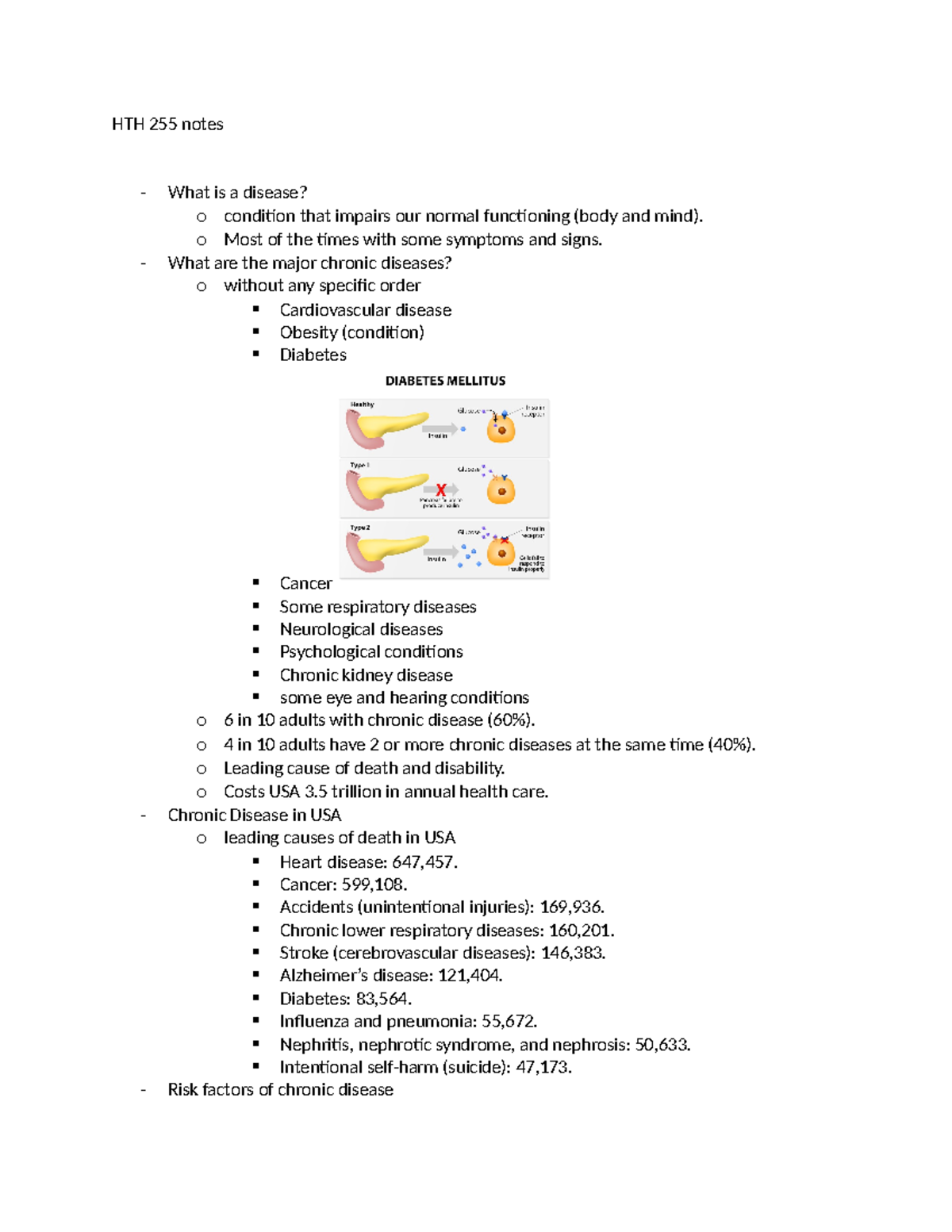 HTH 255 notes - HTH 255 DR.KHAN - HTH 255 notes - What is a disease? o ...