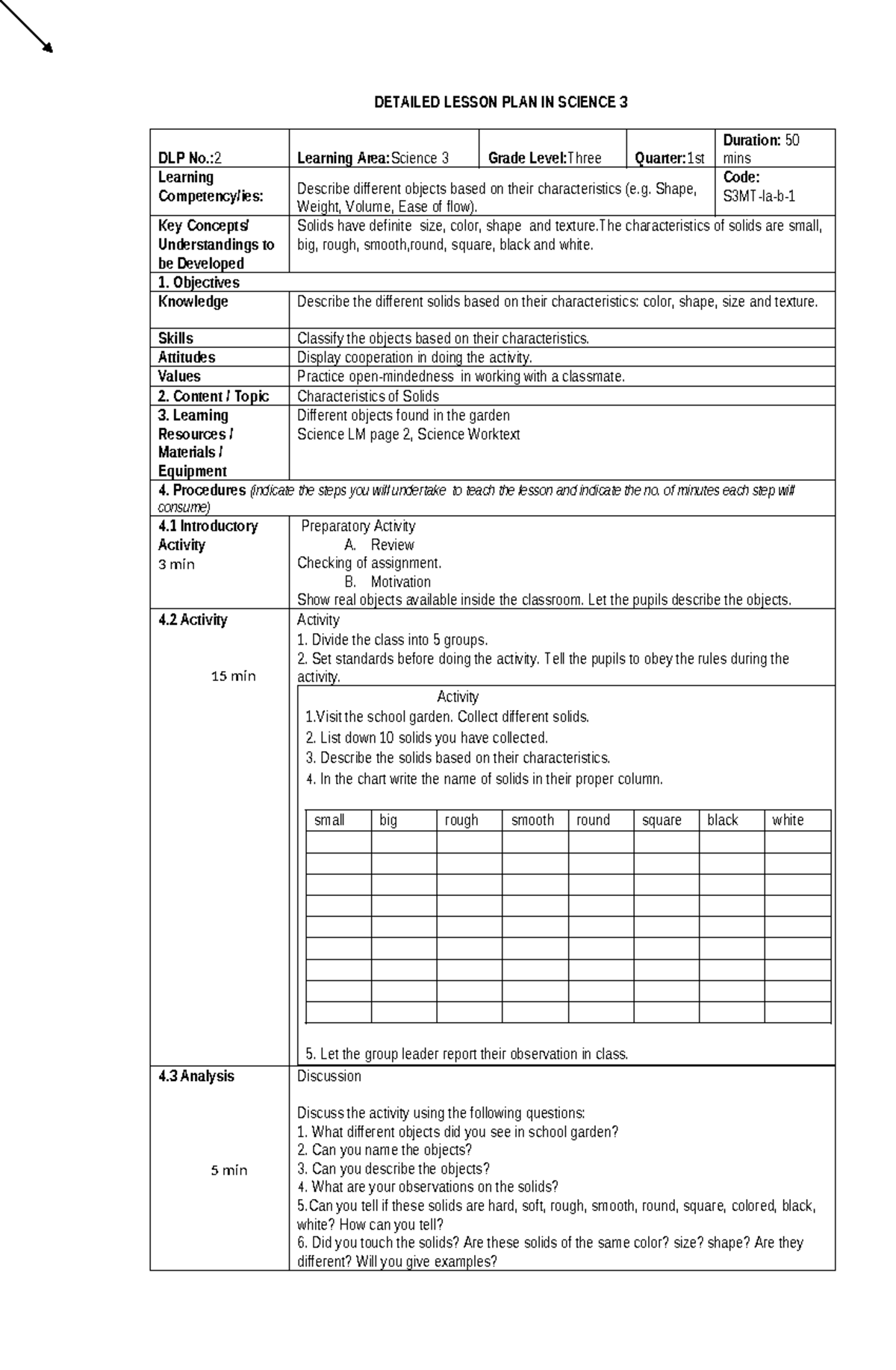 DLP in Science 3 Quarter 1 - DETAILED LESSON PLAN IN SCIENCE 3 DLP No ...