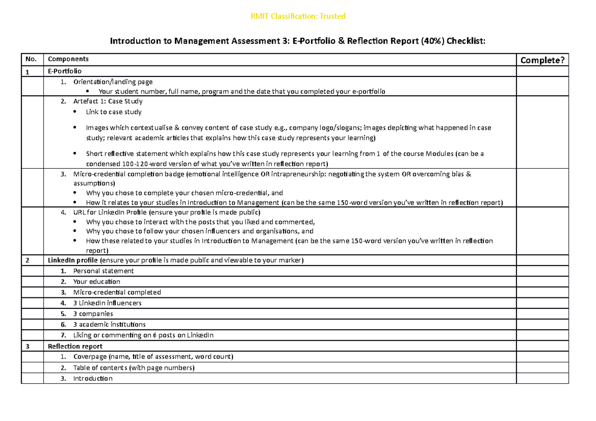 Assessment 3 Checklist S22020-3 - Introduction to Management Assessment ...