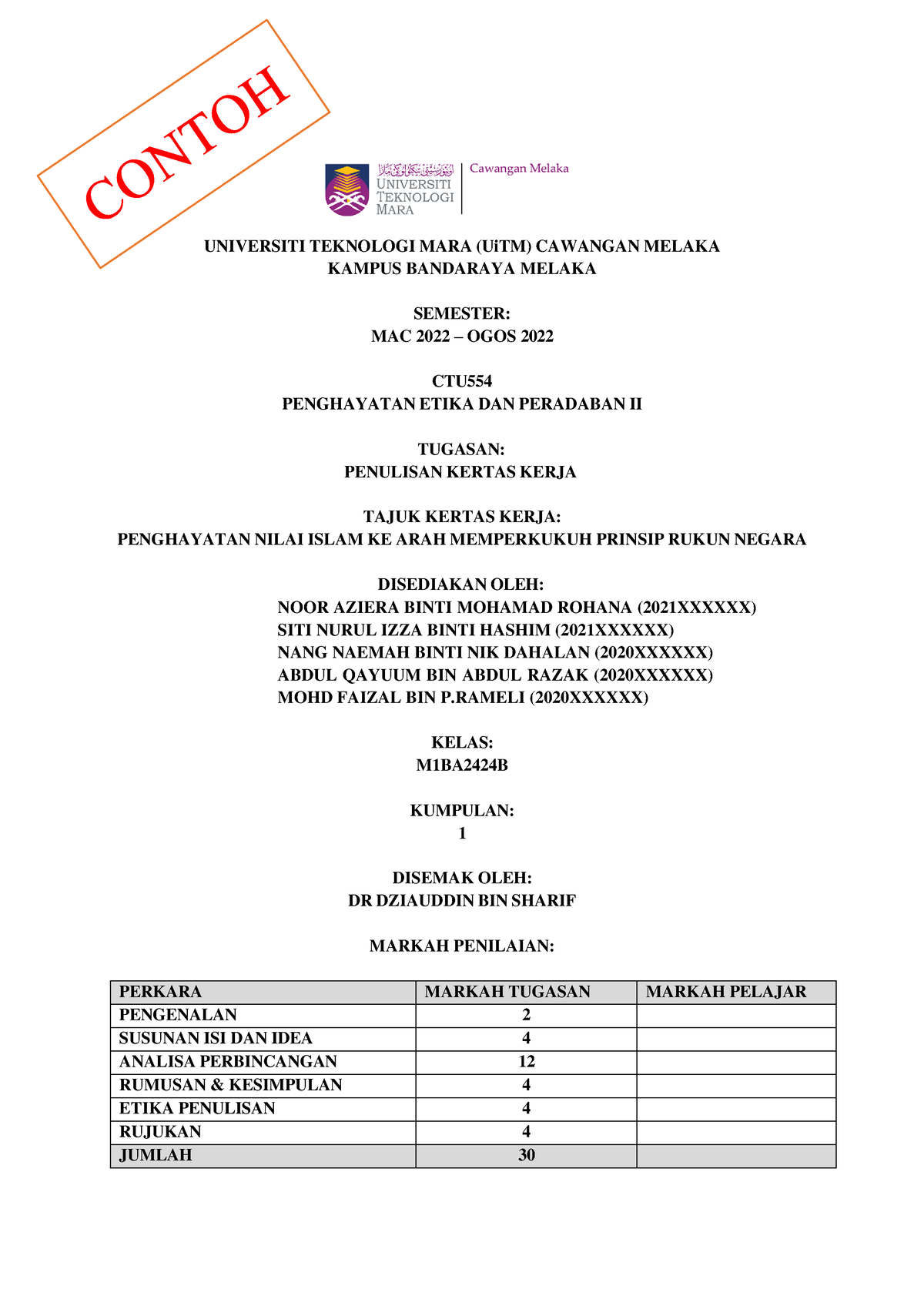 contoh assignment ctu 554