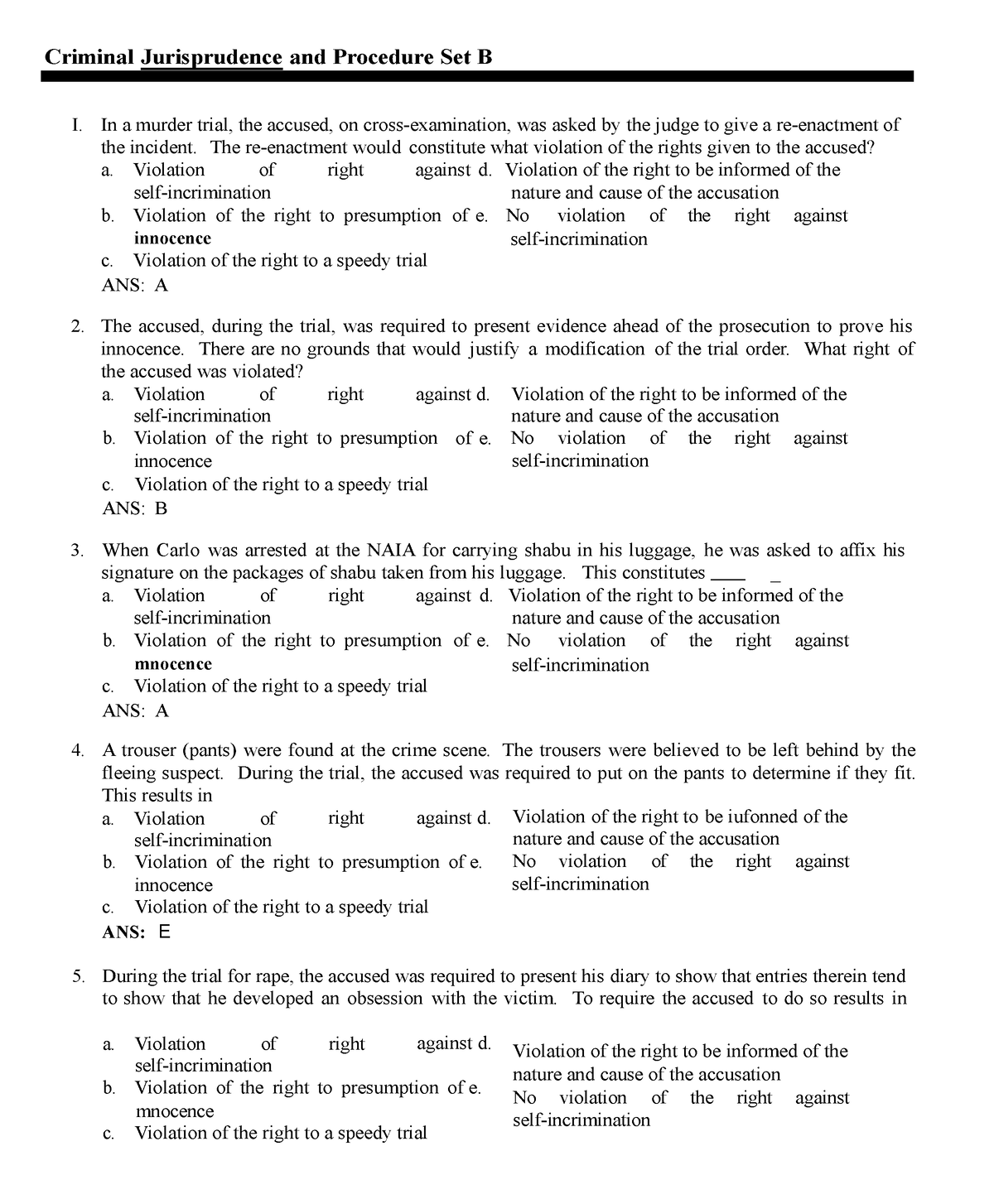 CLJ SET B(4) Compilation OF EXAM - Criminal Jurisprudence And Procedure ...