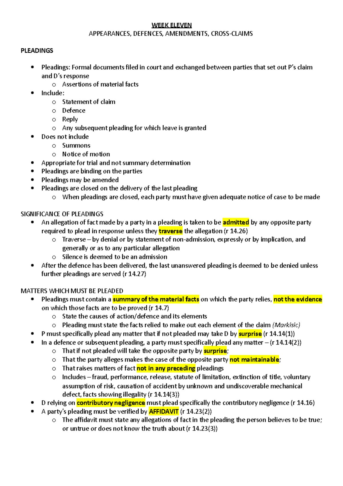 Exam Week Eleven - lecture notes for service - WEEK ELEVEN APPEARANCES ...