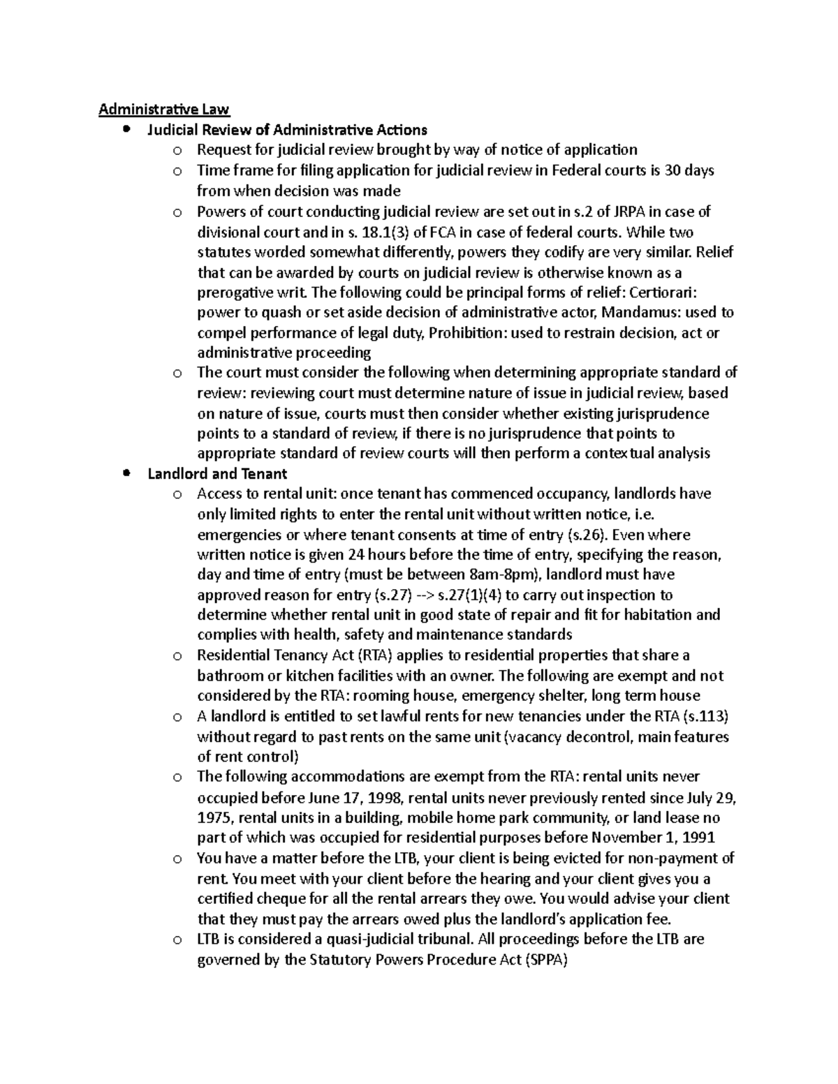 Admin Notes Administrative Law Judicial Review of Administrative