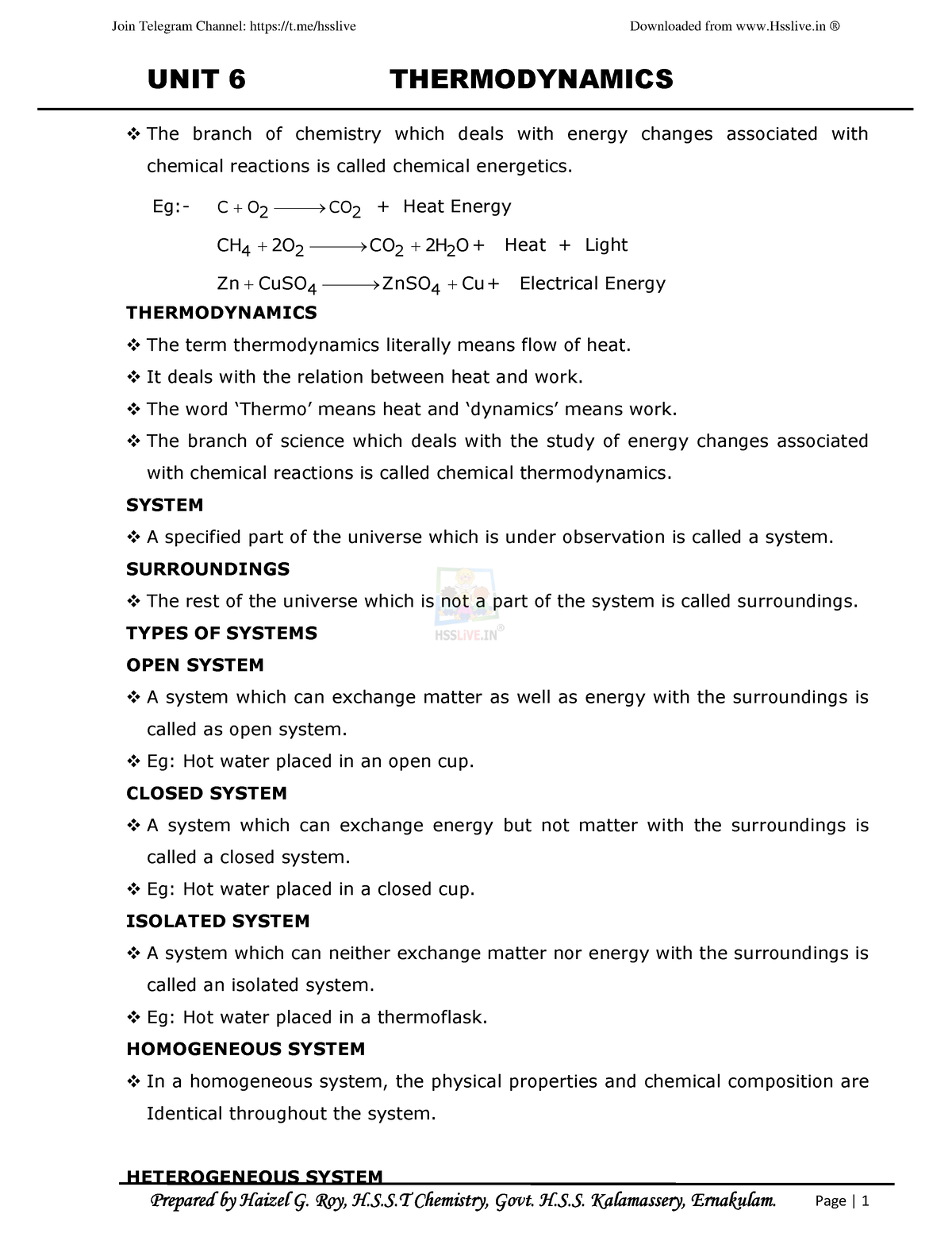 6. Thermodynamics - UNIT 6 THERMODYNAMICS The Branch Of Chemistry Which ...