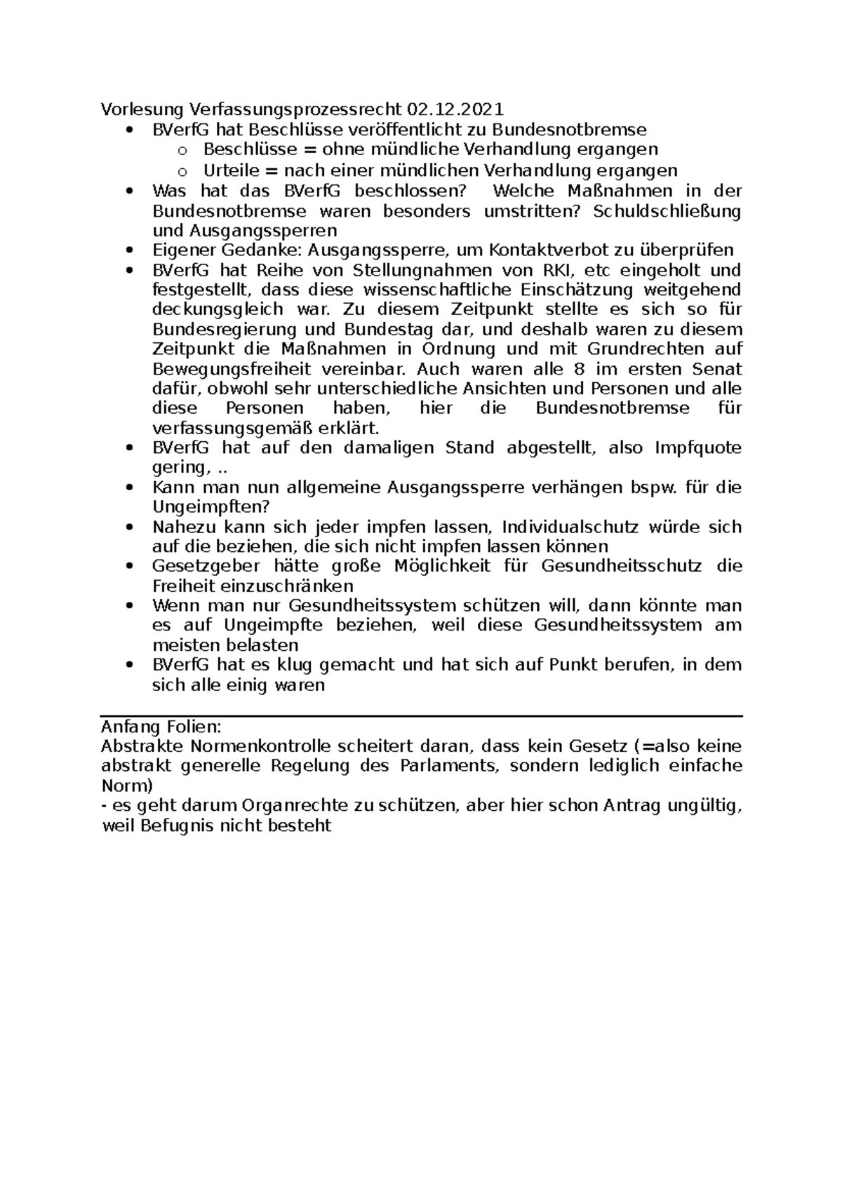 Unterschied Abstrakte Und Konkrete Normenkontrolle Vorlesung 5 und 6 Wiederholung, Besprechung aktuelle Themen, abstrakte
