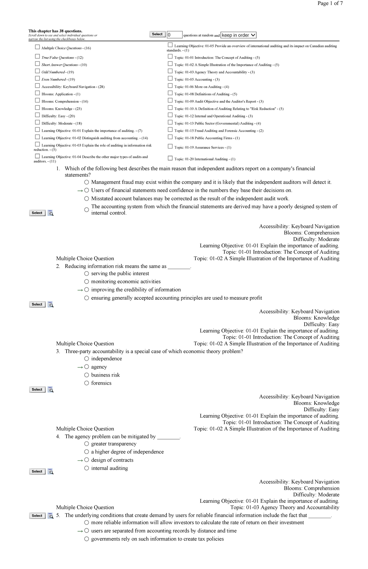 Test Bank For Auditing An International - This Chapter Has 38 Questions ...