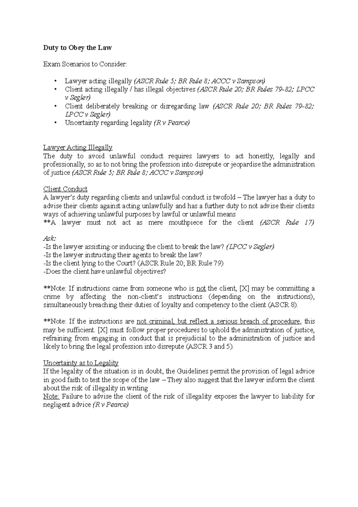 Lecture notes 14 Duty to Obey the Law Exam