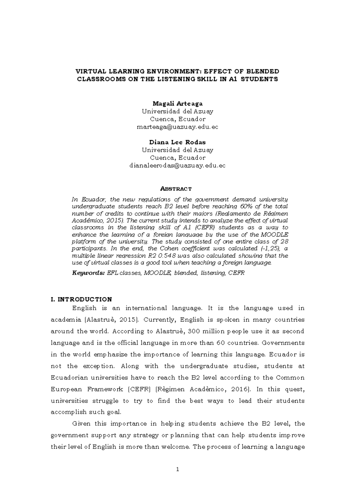 Virtual Learning Environment- Effect OF Blended Classrooms ON THE ...