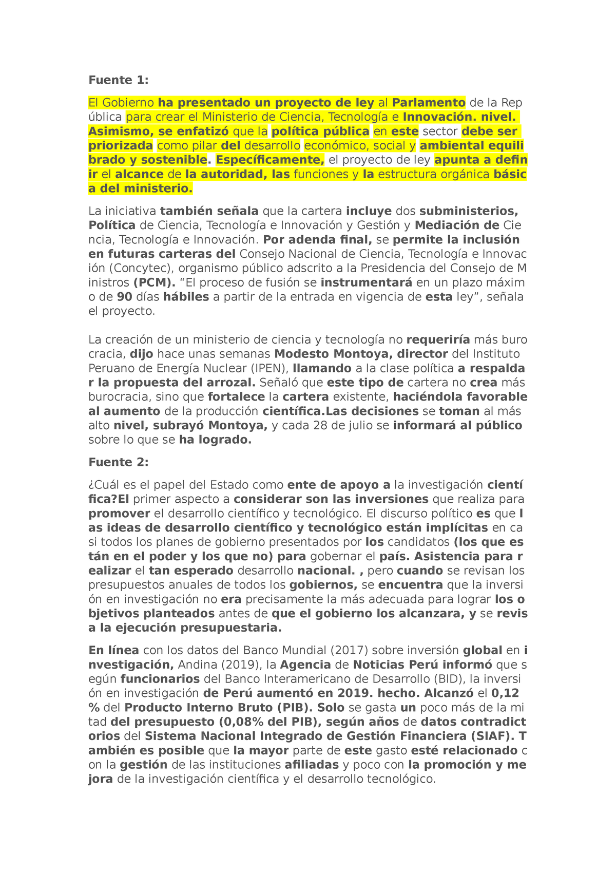 Comprension y redaccion de textos - Fuente 1: El Gobierno ha presentado ...