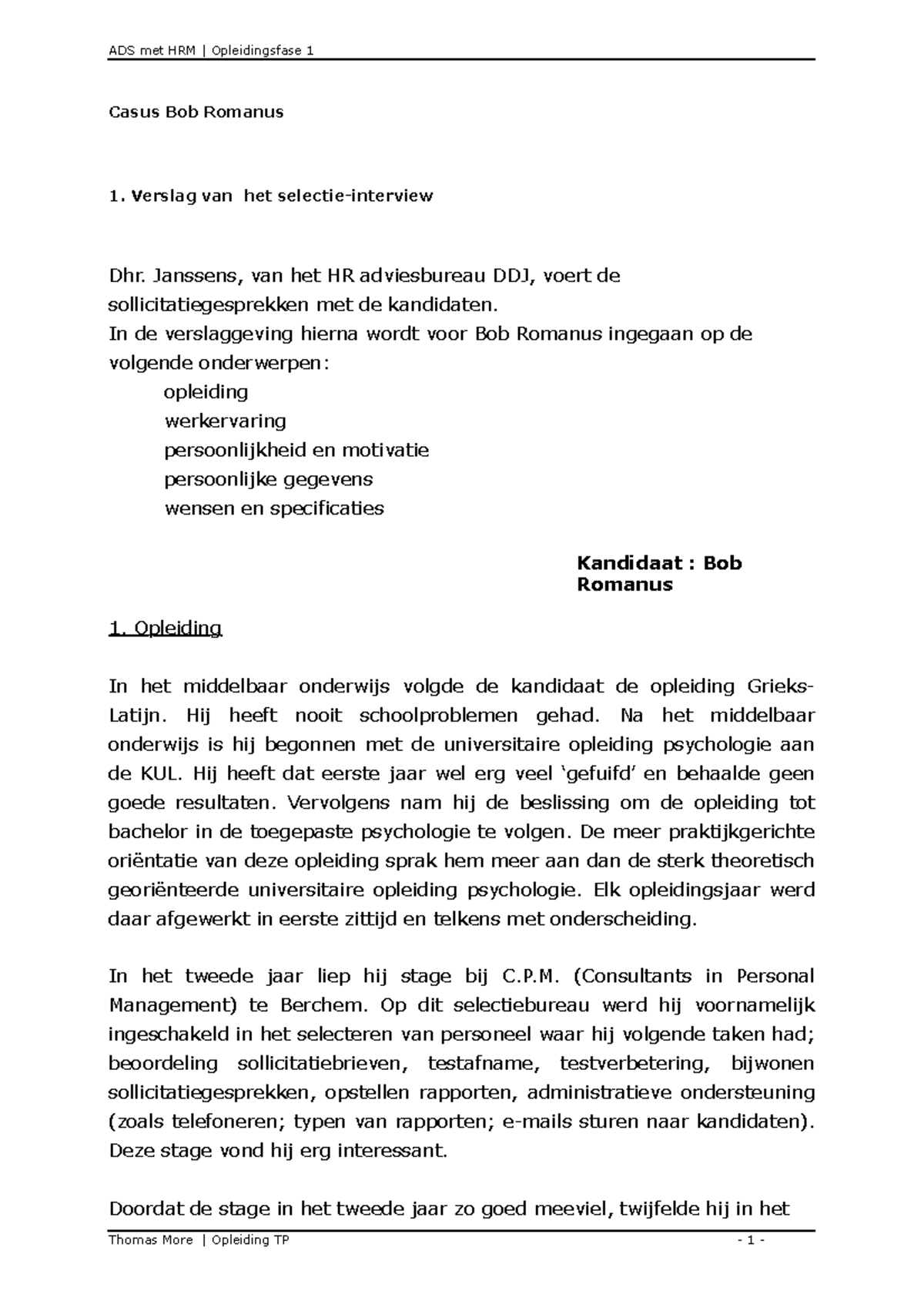 Casus BR - verslag interview en testuitslagen sv (1) - Aan de slag met ...