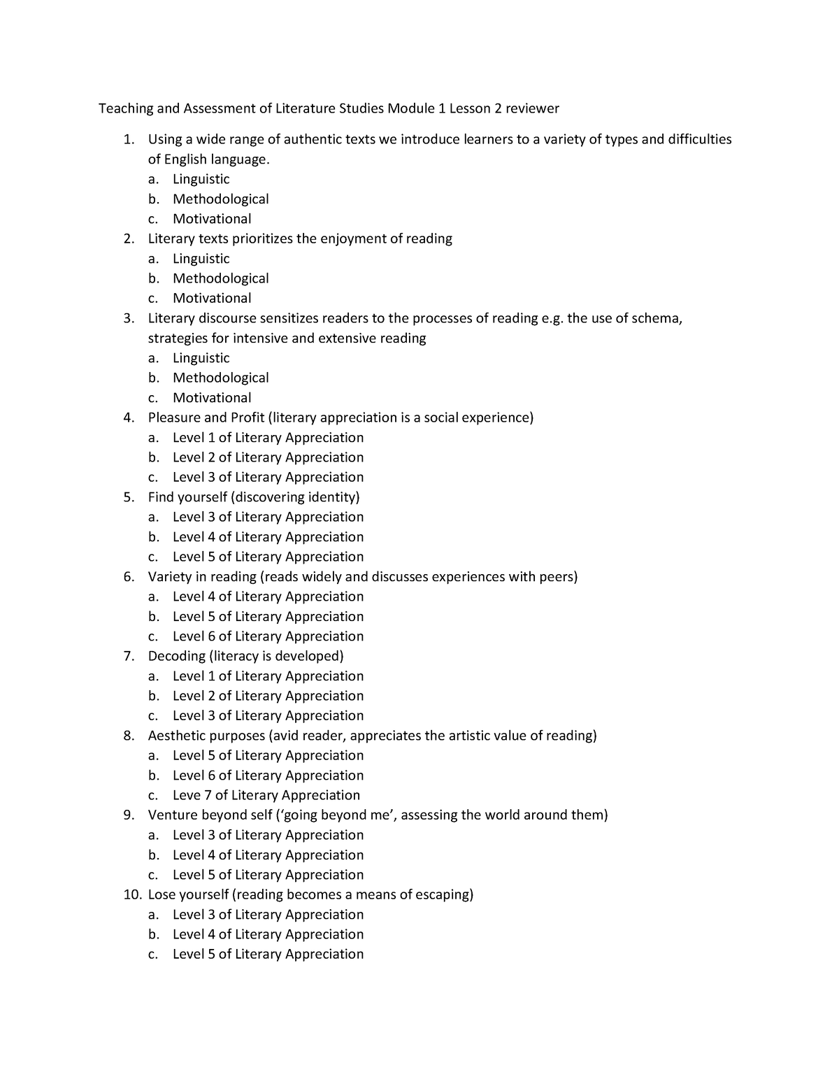 Teaching and Assessment of Literature Studies Module 1 Lesson 2 ...