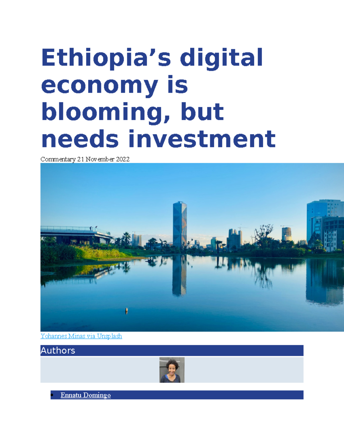 Ethiopia digital economy Ethiopia’s digital economy is blooming, but