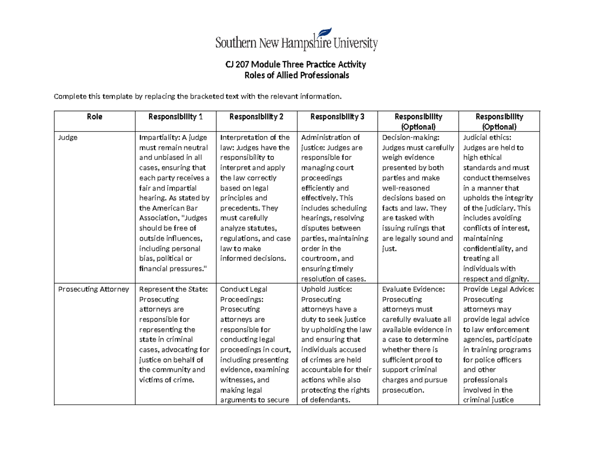 CJ 207 Module Three Practice Activity - CJ 207 Module Three Practice ...