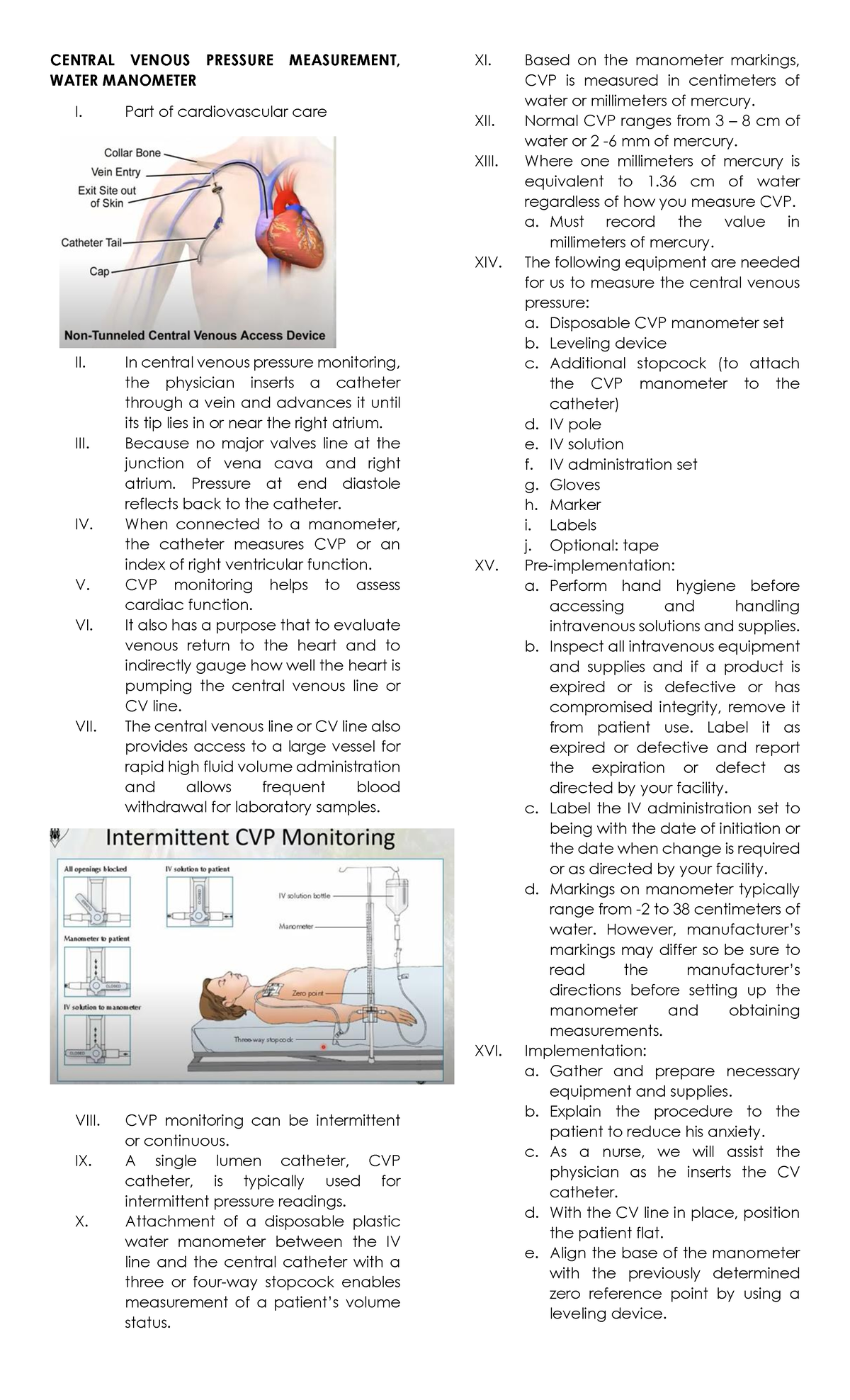 118 RLE Central Venous Pressure Measurement CENTRAL VENOUS PRESSURE 