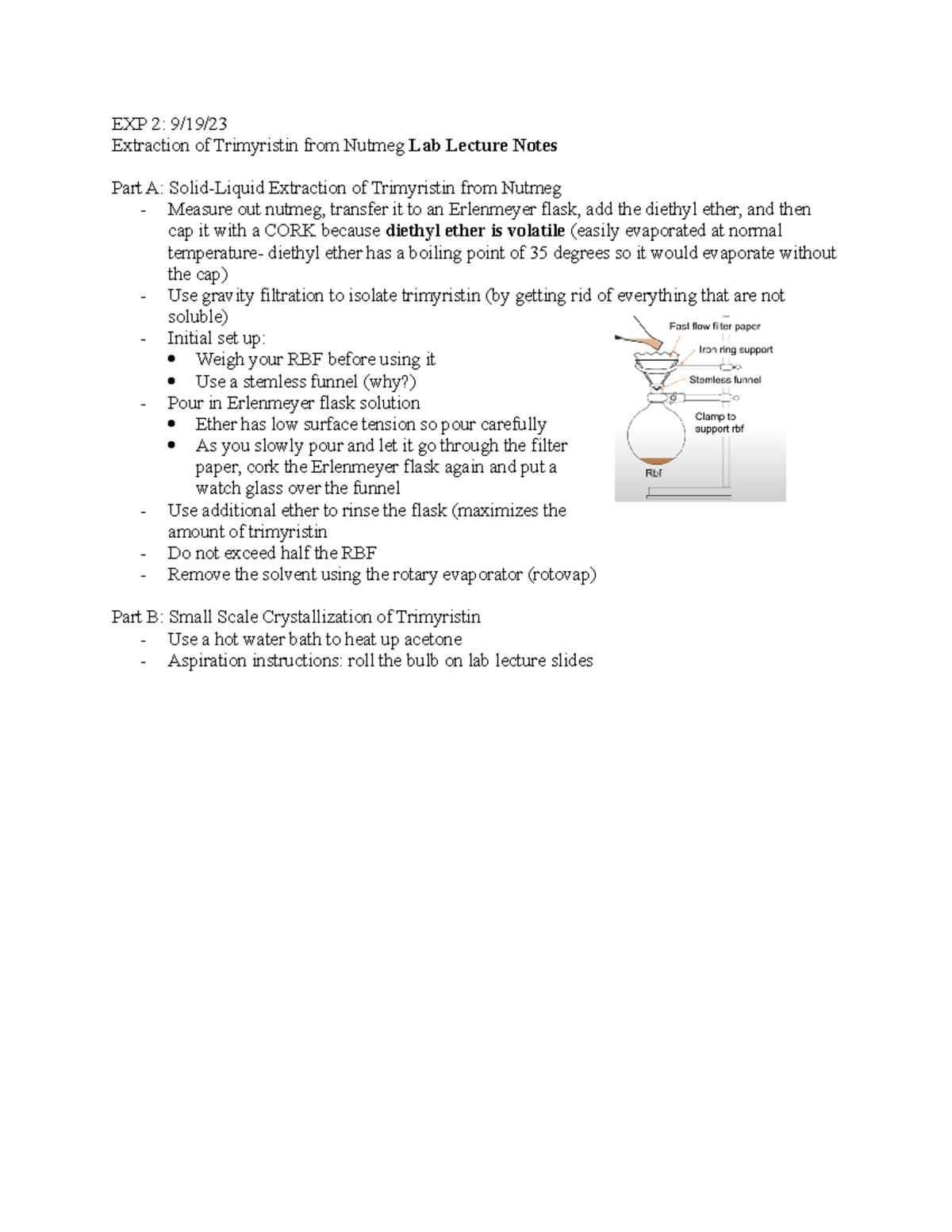 Exp 2 extraction of trimyristin from nutmeg EXP 2 9/19/ Extraction