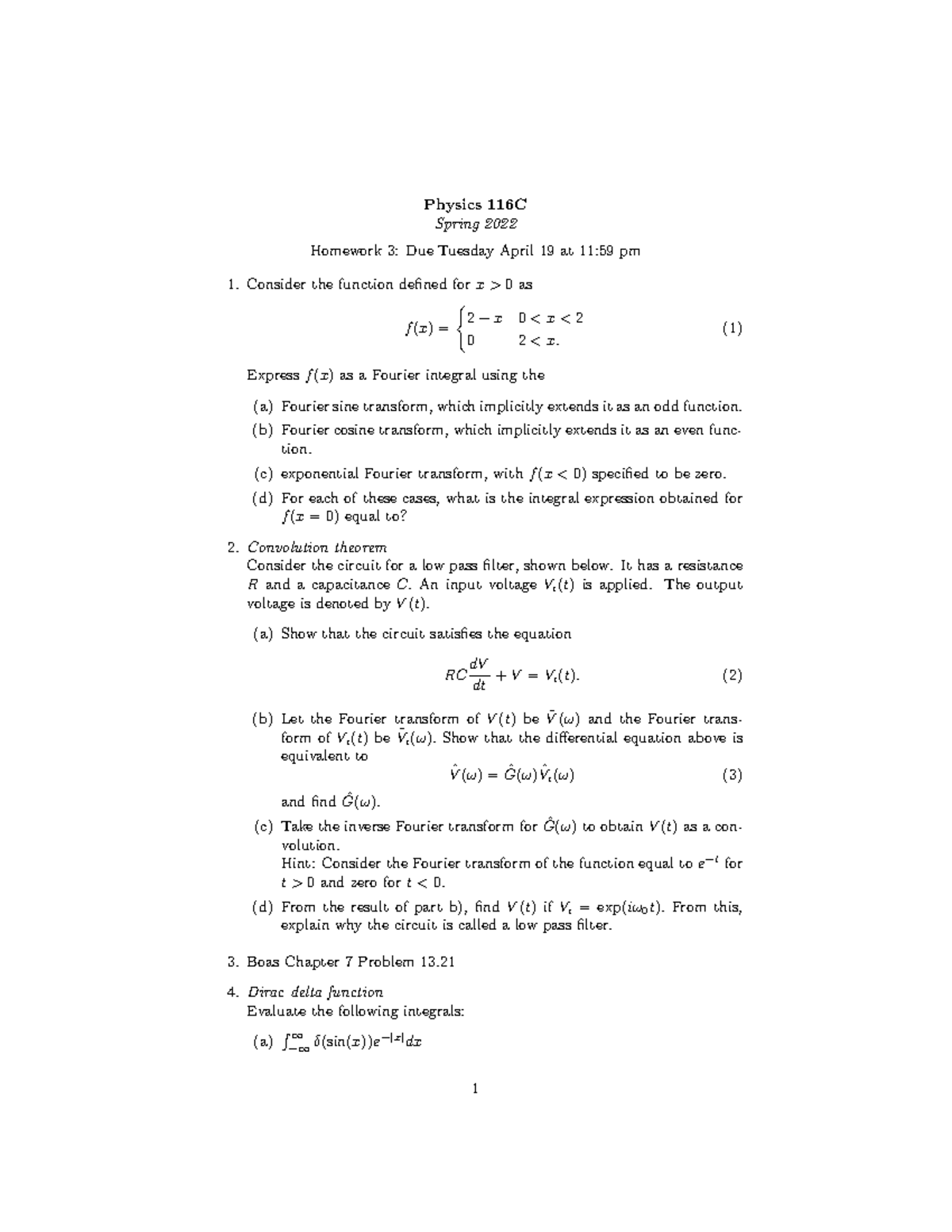 Hw3 - Prof. Onuttom Narayan - Physics 116C Spring 2022 Homework 3: Due ...