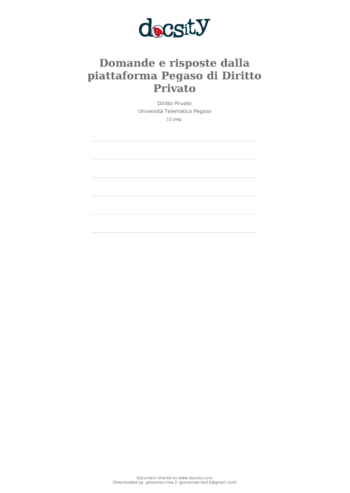 Docsity Domande E Risposte Dalla Piattaforma Pegaso Di Diritto Privato ...