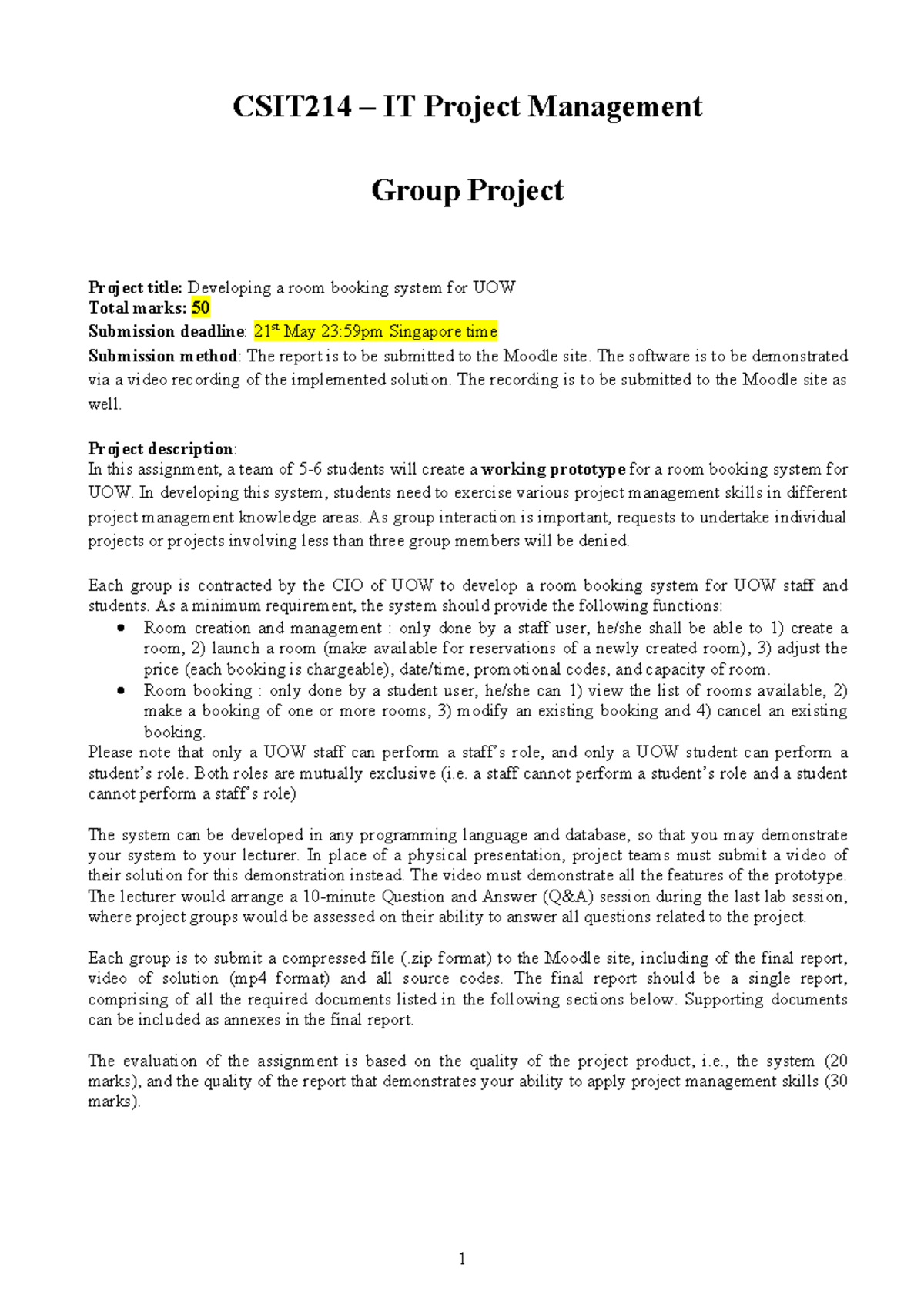 CSIT214 Group Assignment - CSIT214 – IT Project Management Group ...