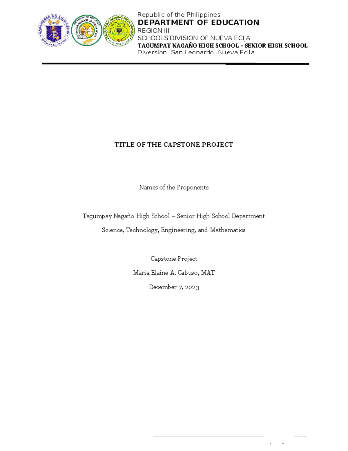 Template Manuscript RDL 2 - DEPARTMENT OF EDUCATION REGION III SCHOOLS ...