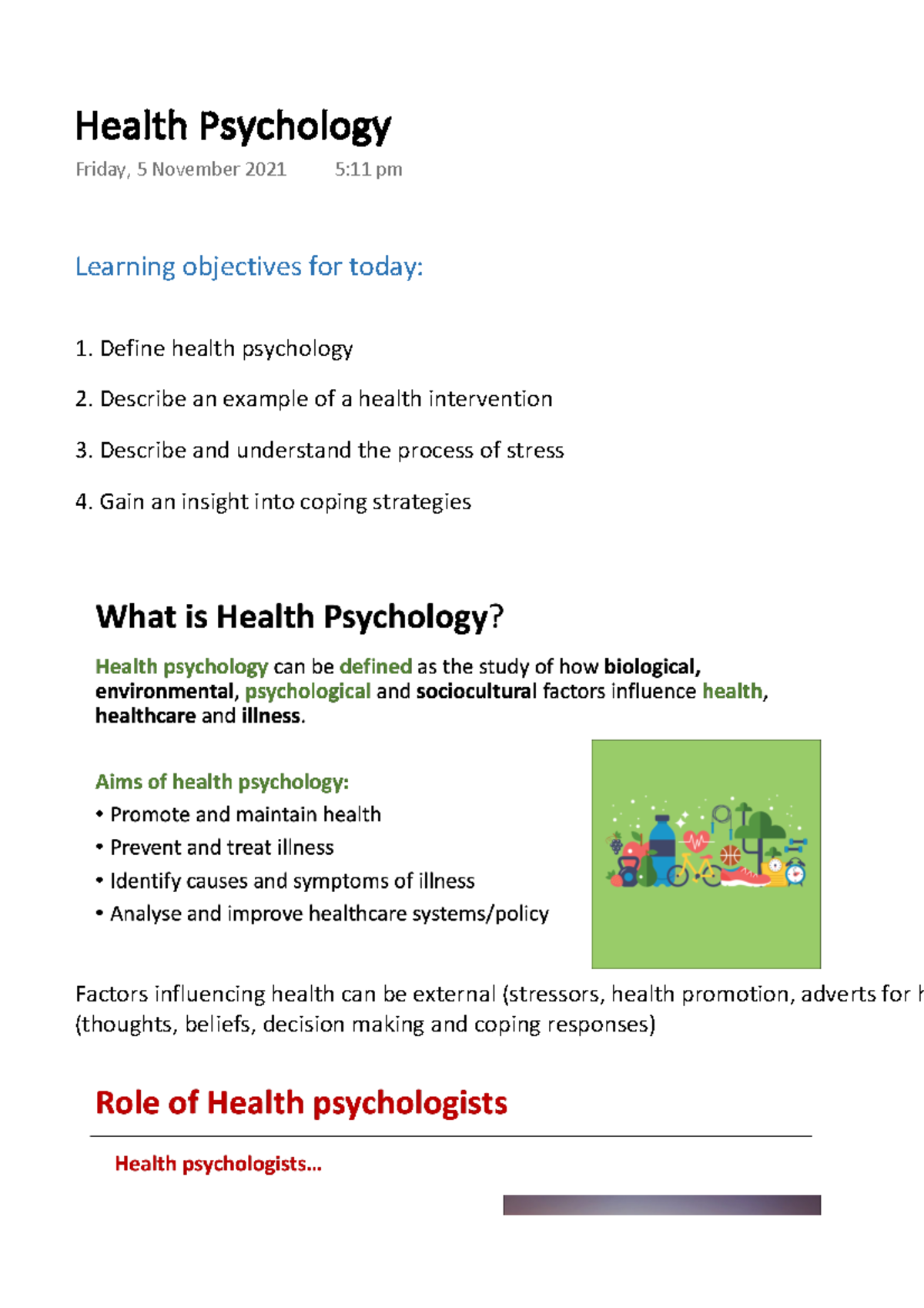 assignment topics for health psychology