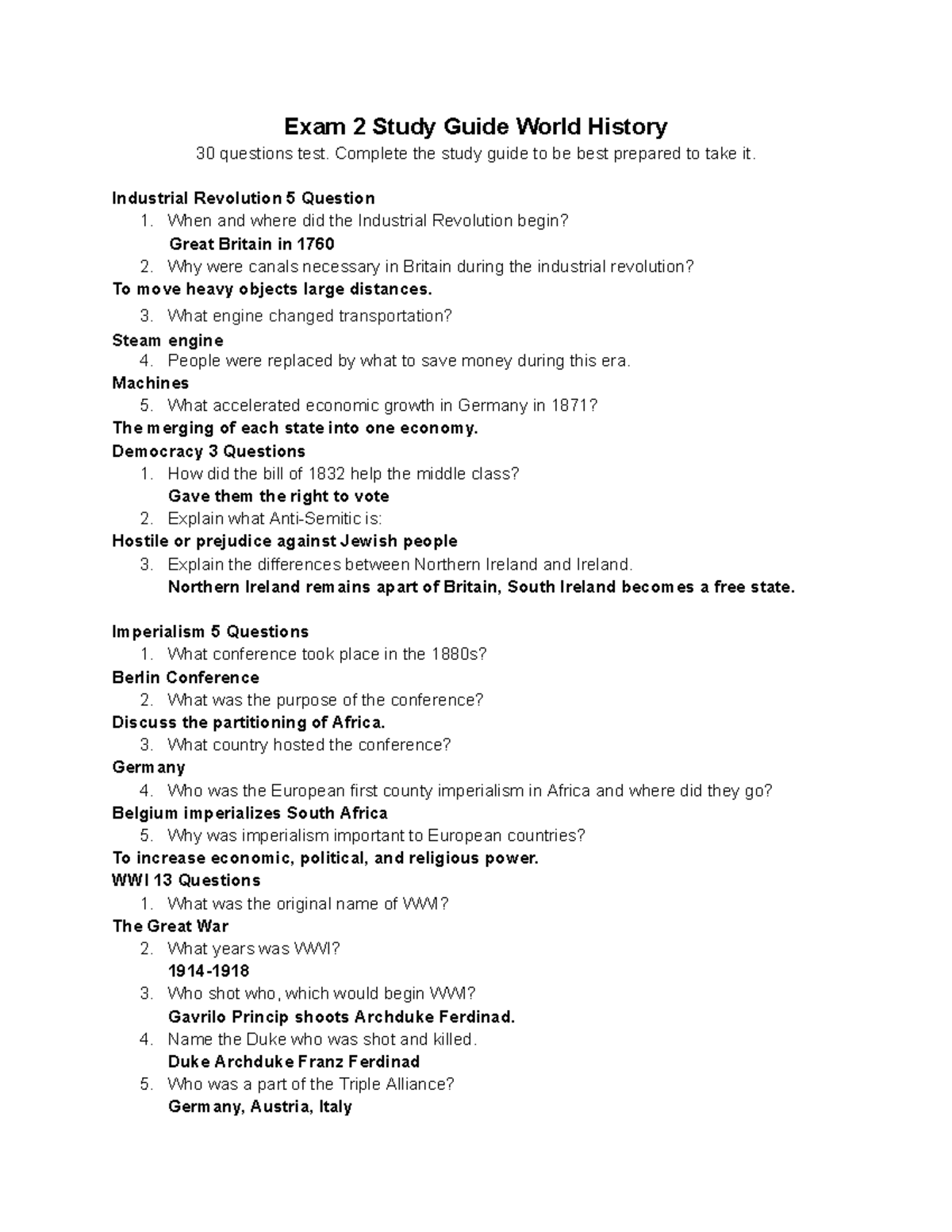 Exam 2 Study Guide World History - Exam 2 Study Guide World History 30 ...