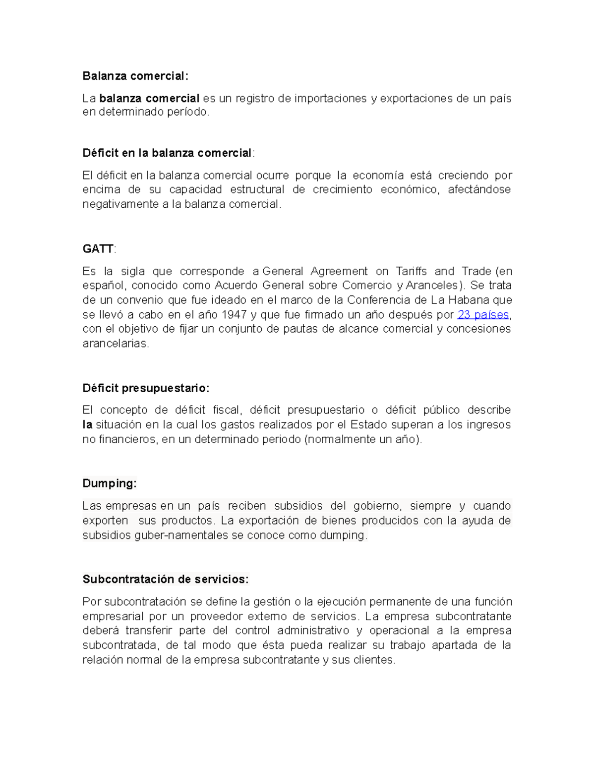 Conceptos - Balanza comercial: La balanza comercial es un registro de ...