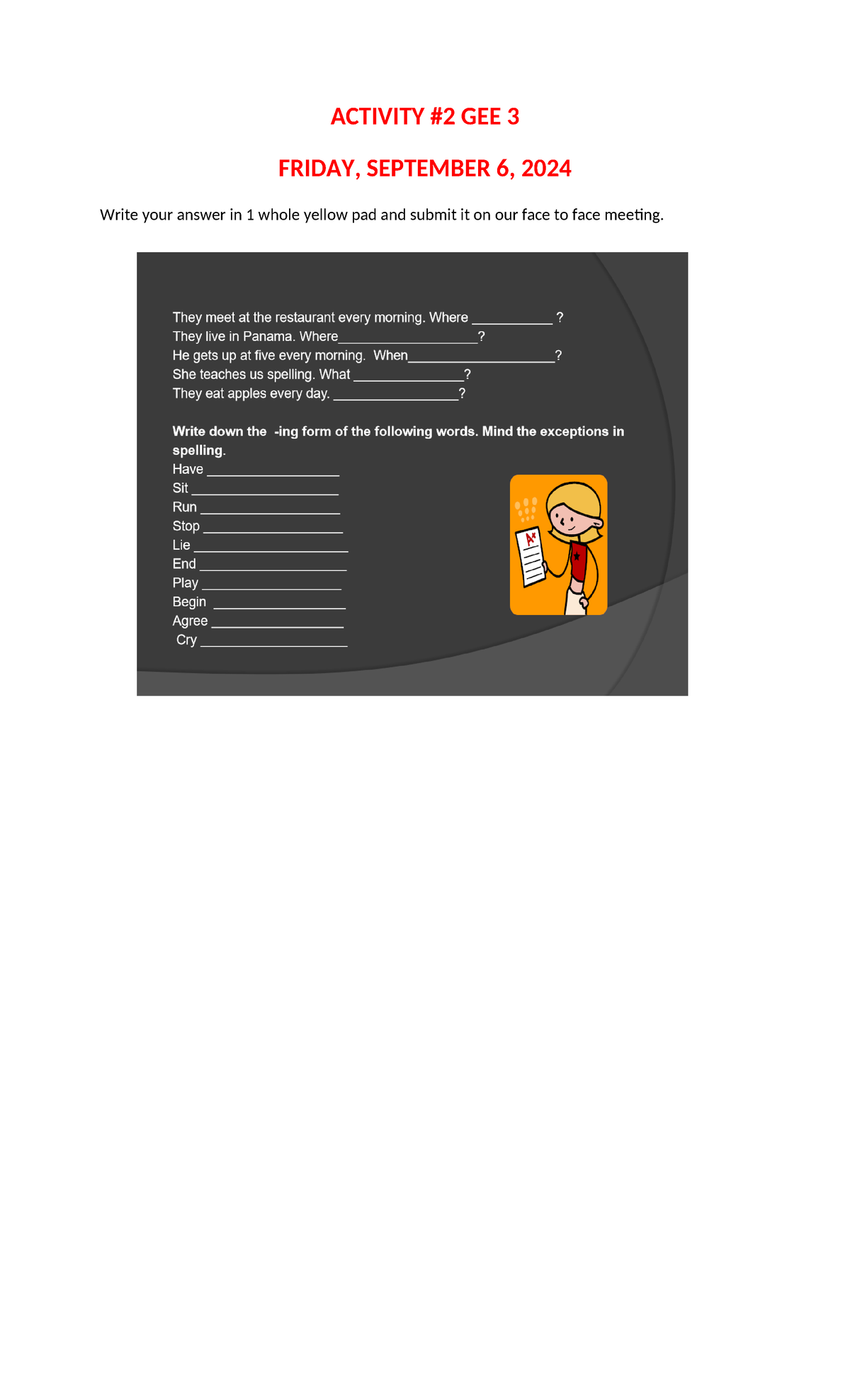 Activity #02 GEE 3 - lecture notes in gee 3 - Bachelor of Secondary ...
