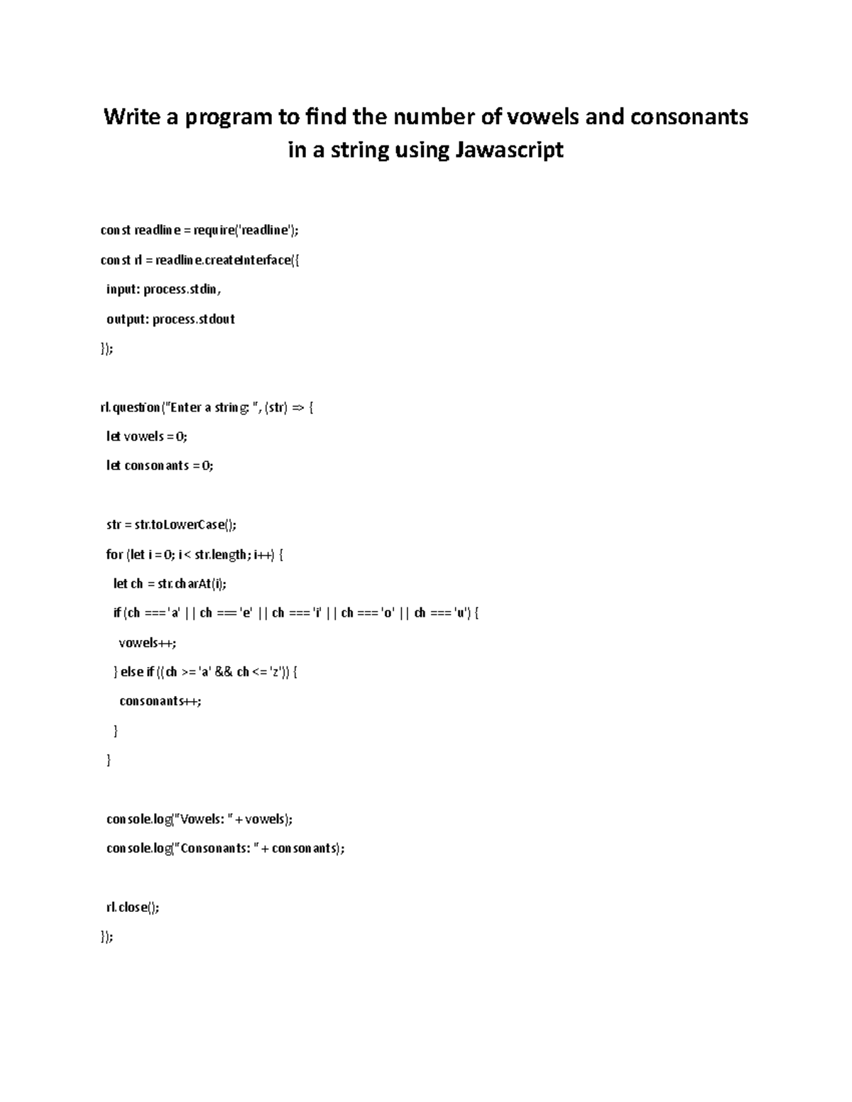 write a javascript program to count number of words in string