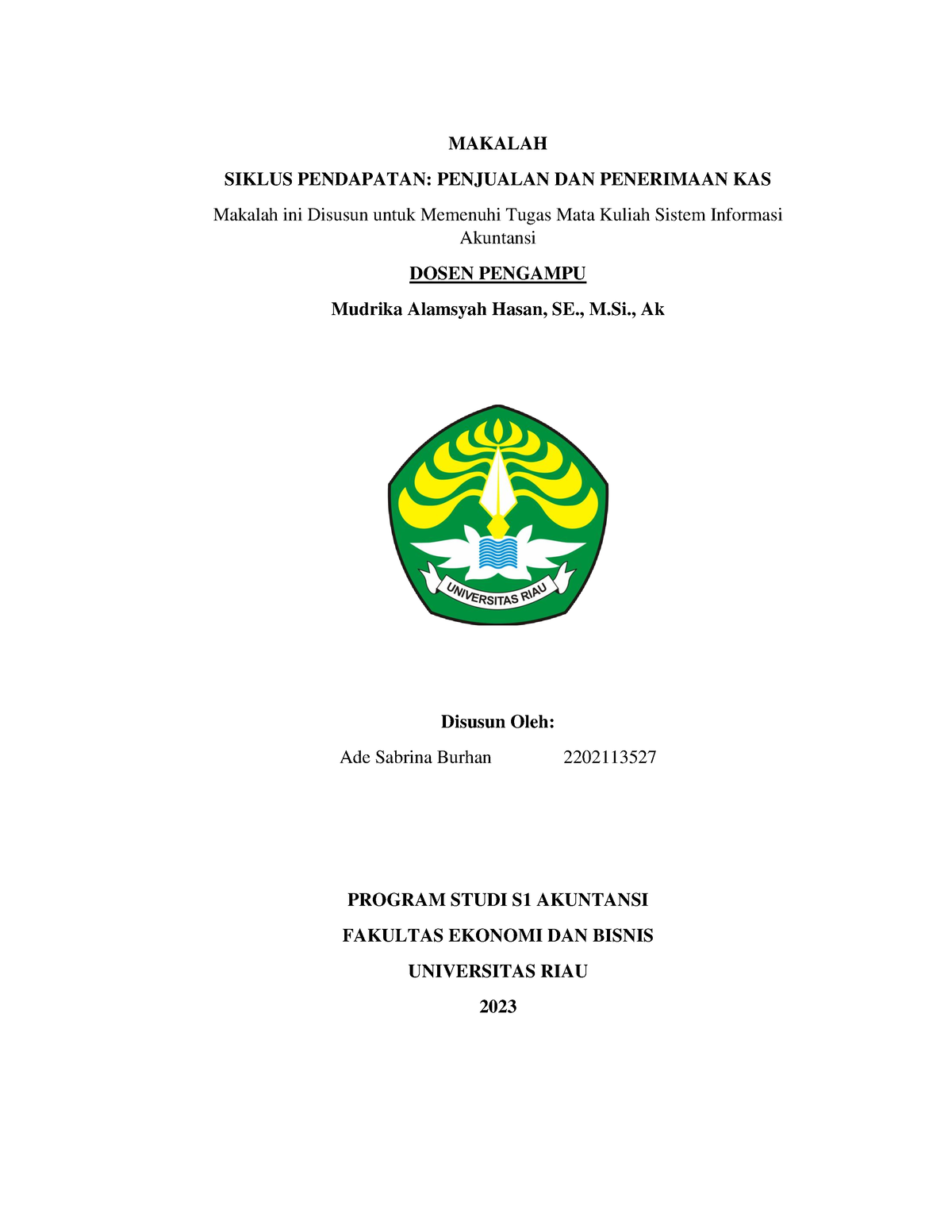 Isi Sia Merged Makalah Siklus Pendapatan Penjualan Dan