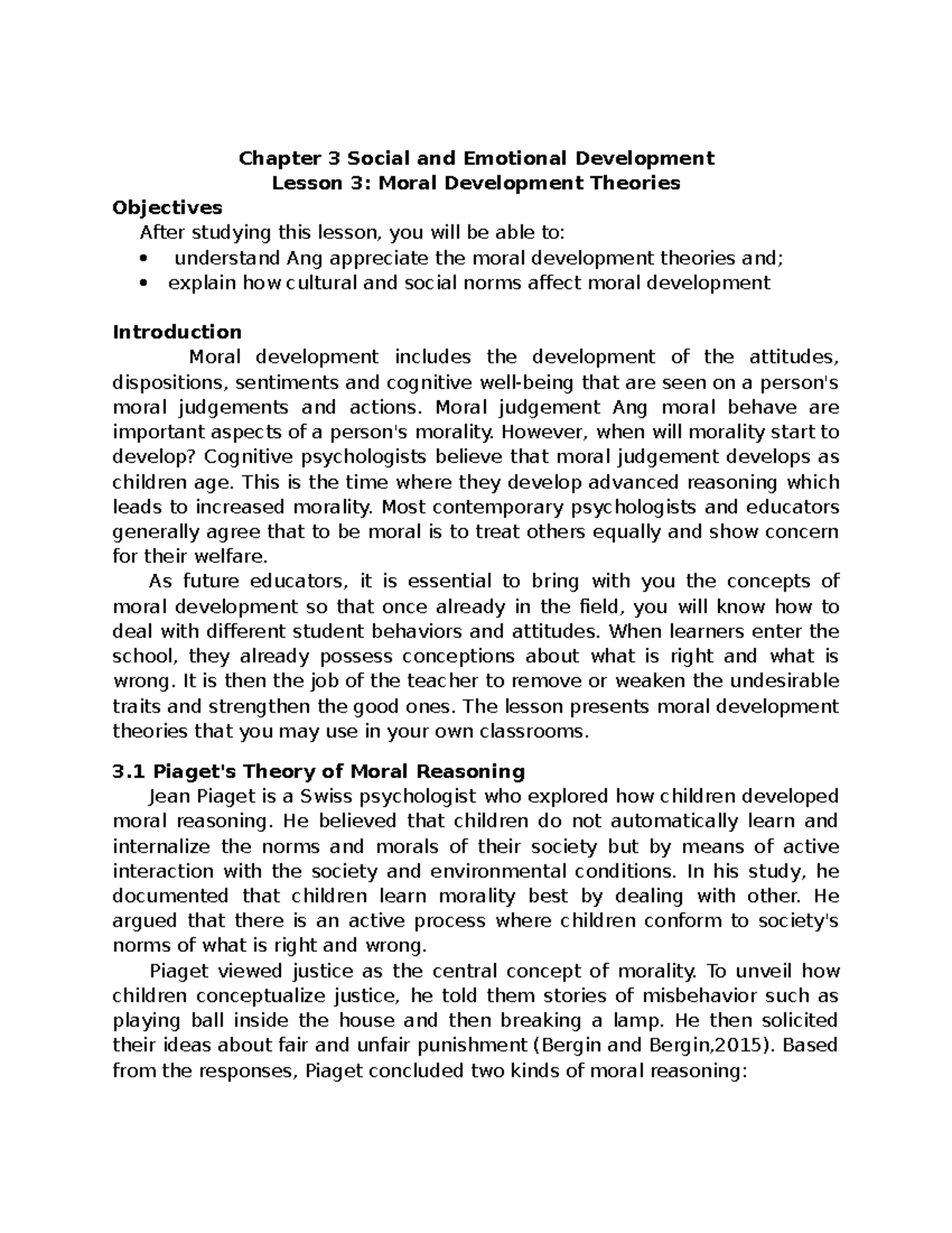 CALLP Prof Education Chapter 3 Social And Emotional Development