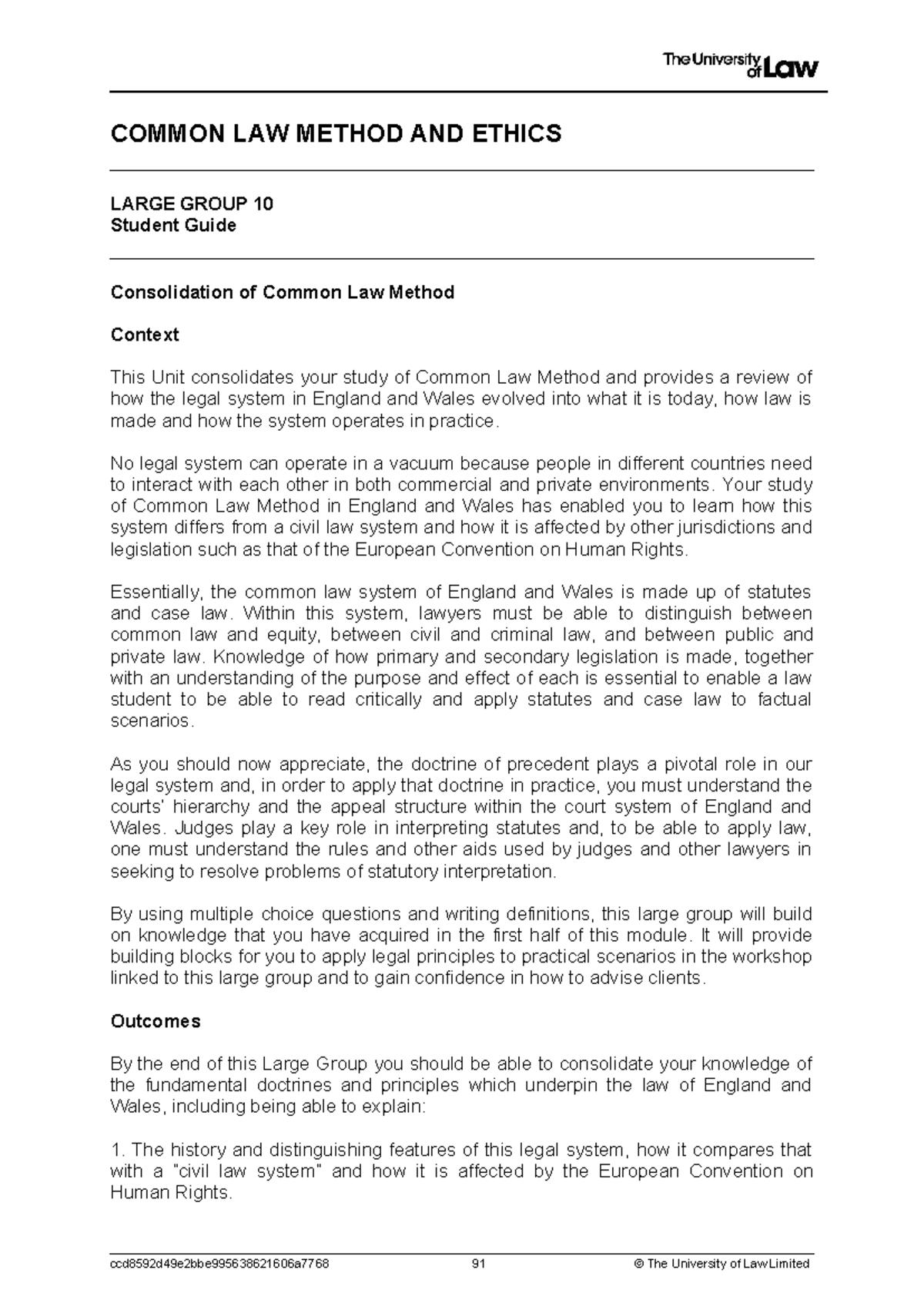 2324 clme lg10 ce01 student guide - COMMON LAW METHOD AND ETHICS LARGE ...