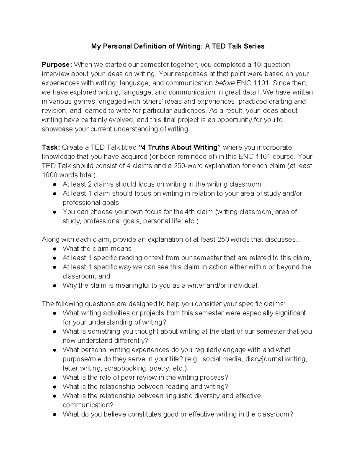 Essay 3 Personal Definition of Writing A TED Talk Series - My Personal ...