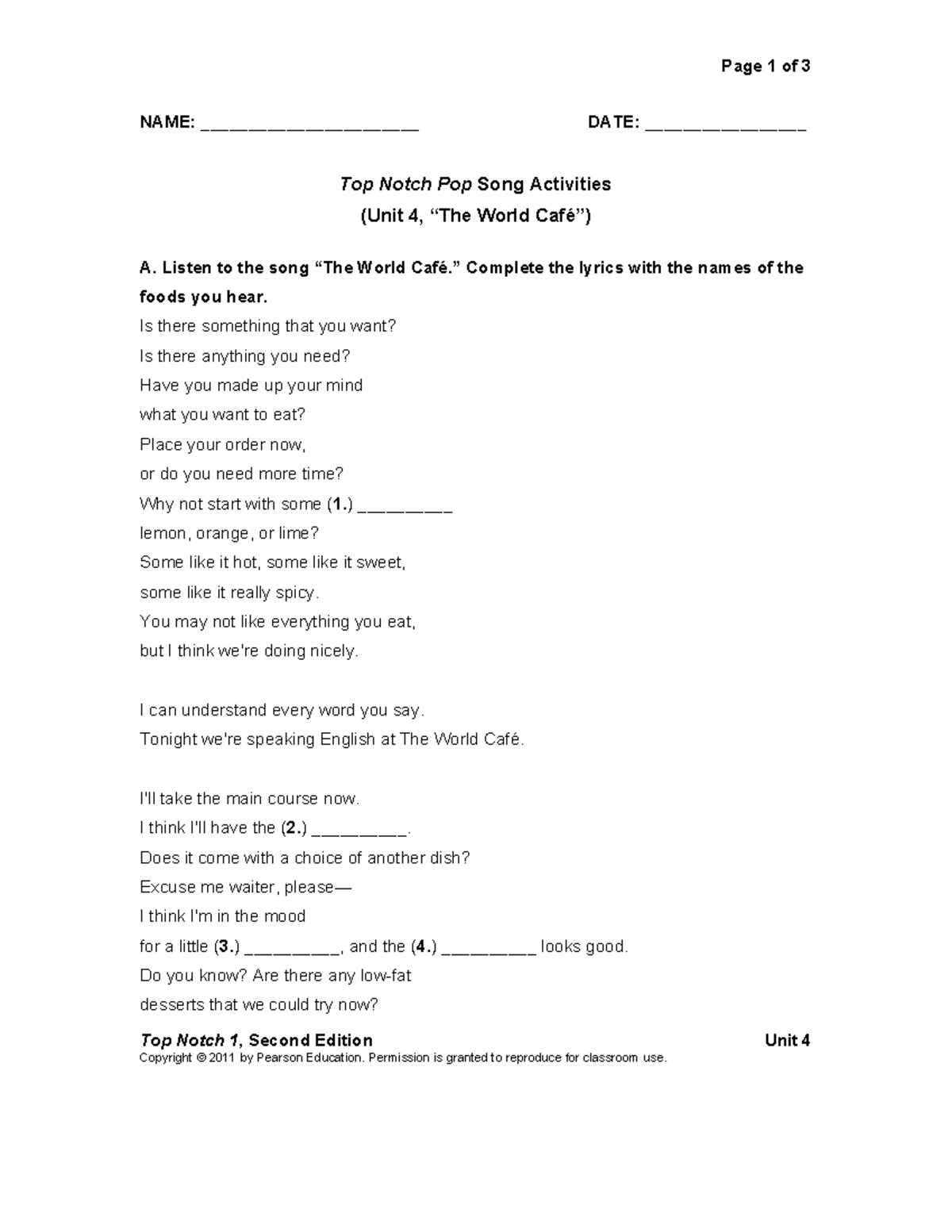 UNIT 04 The World Café Can I help you, Mr. Shaw Top Notch 1