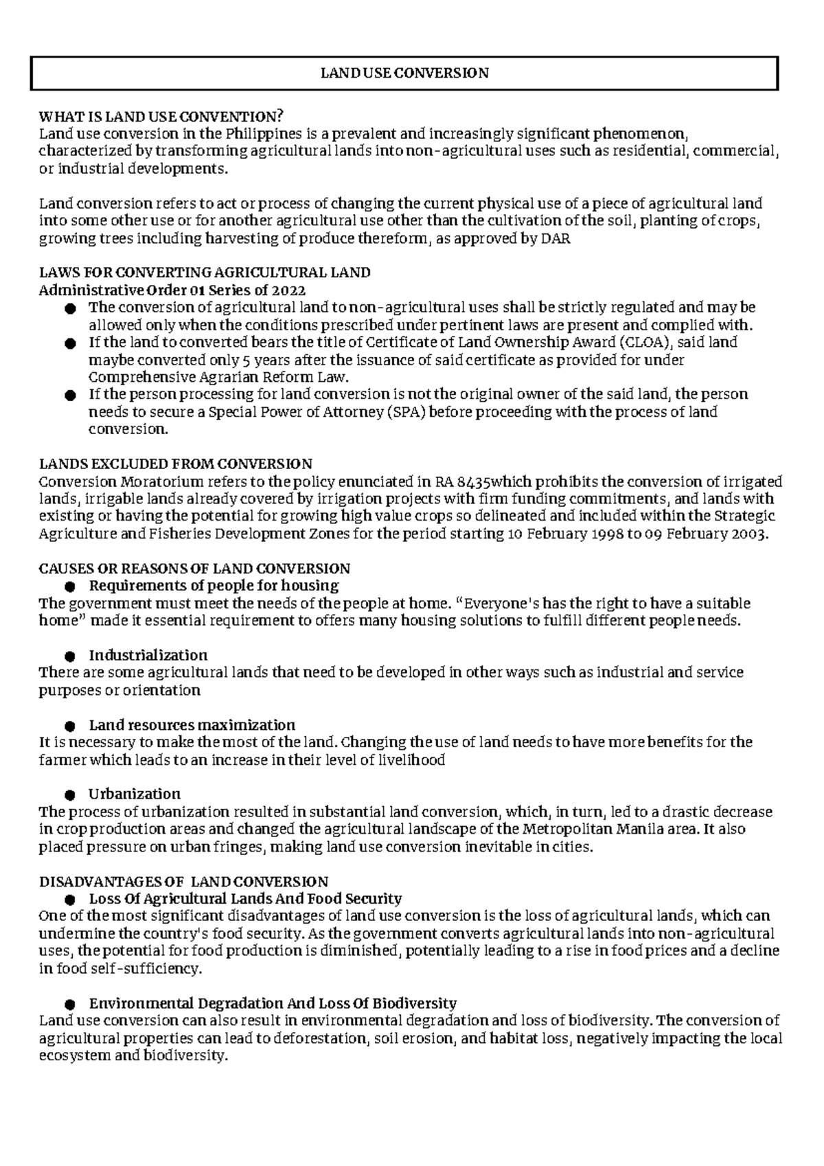 Quiz 3 Climate Change Reviewer - LAND USE CONVERSION WHAT IS LAND USE ...