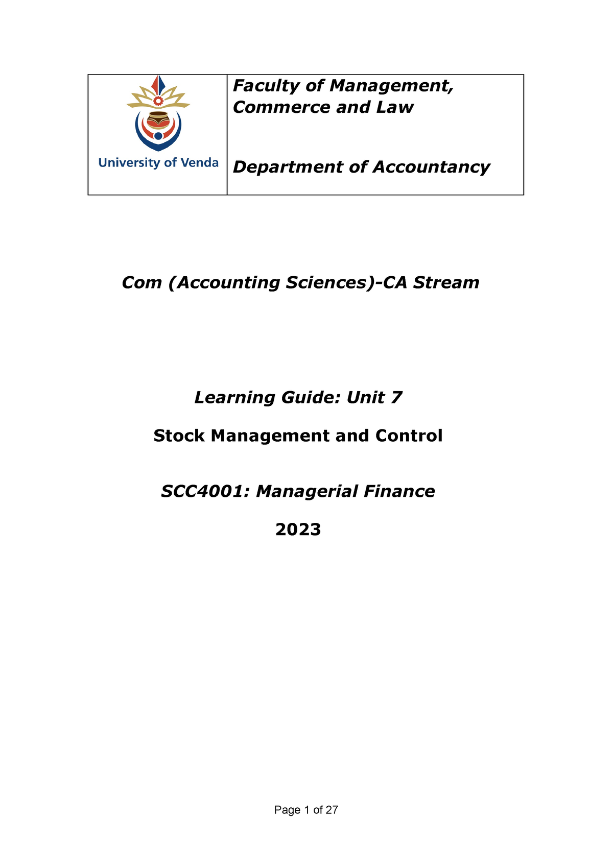 learning-guide-stock-management-page-1-of-27-faculty-of-management