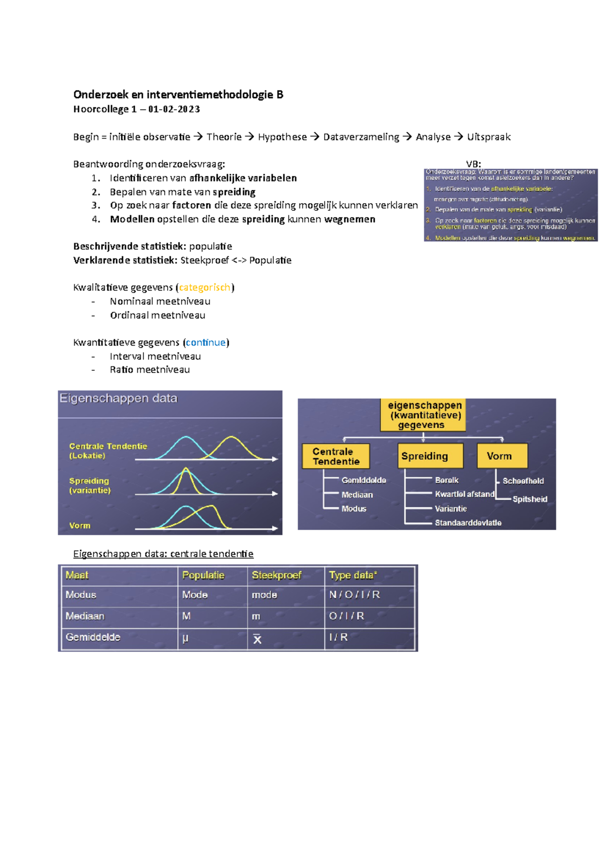 Hoorcollege 1 Tm 7 - Aantekeingen OIMB - Onderzoek En ...