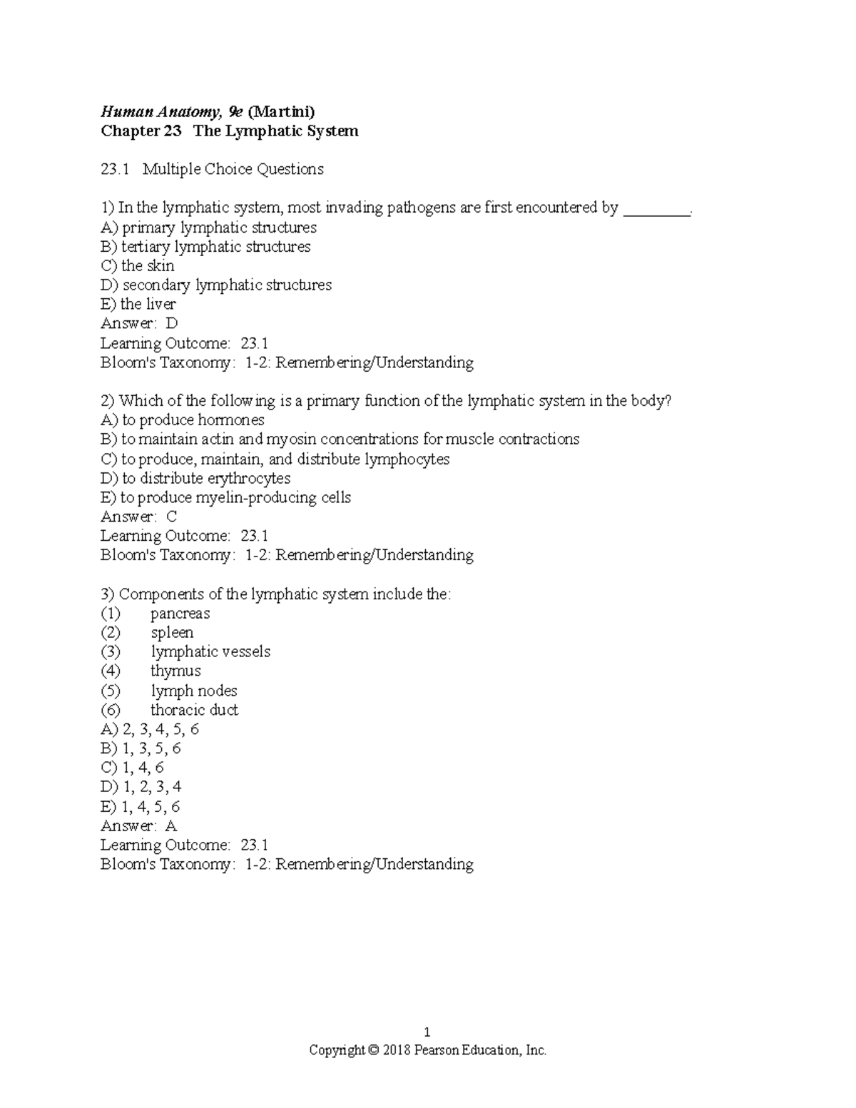 Chapter 23 - study guide CH 23 - Human Anatomy, 9e (Martini) Chapter 23 ...