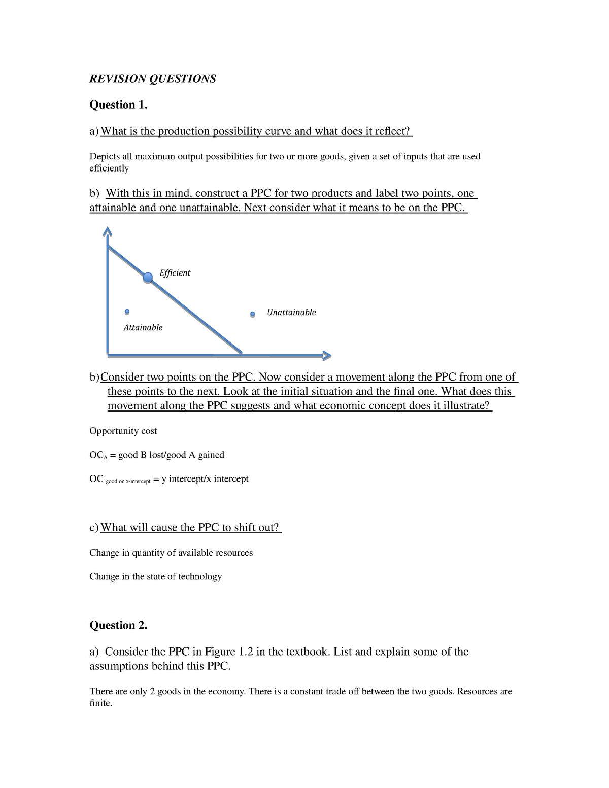 Production Possibility Curve Meaning Simple