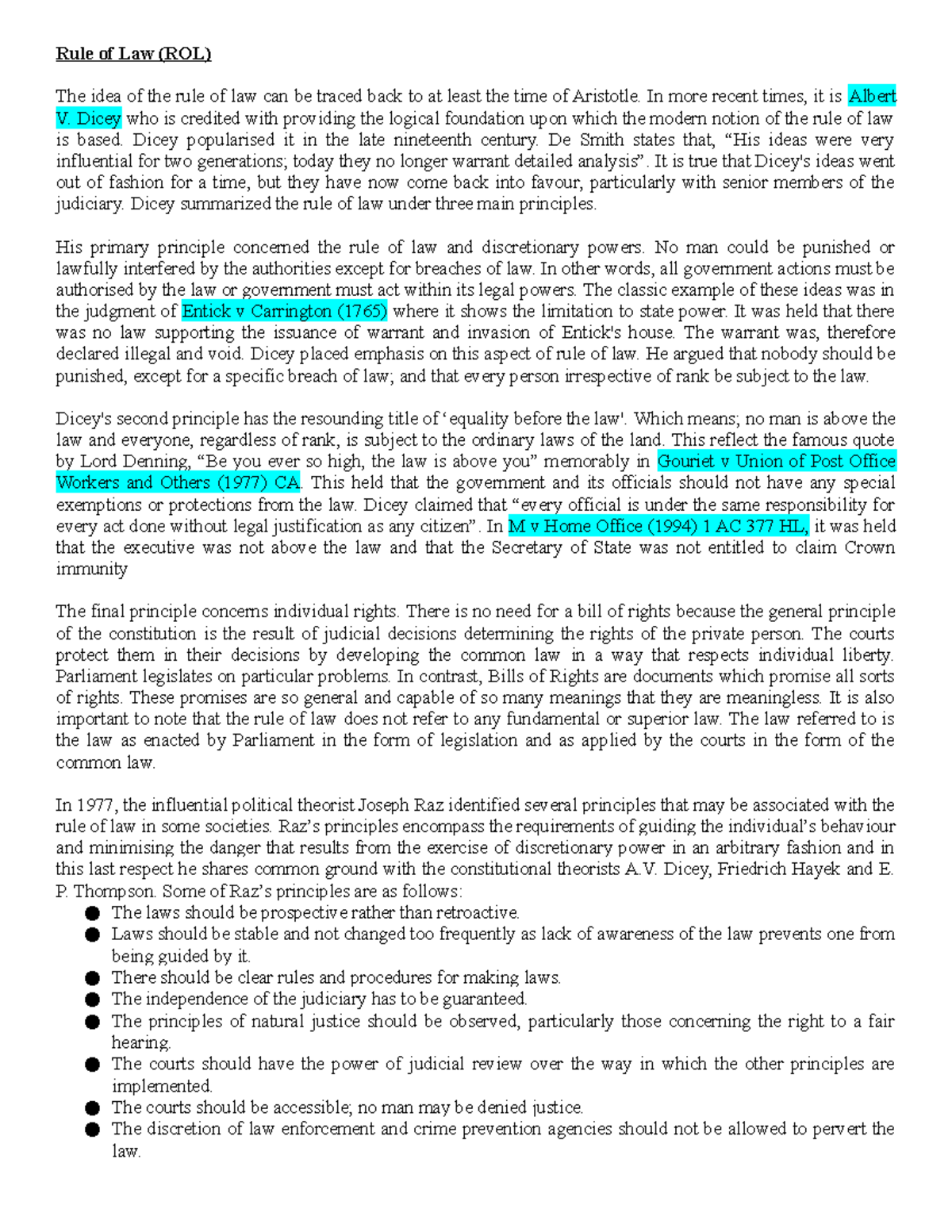 1.Rule of Law - Constitutional Law - Rule of Law (ROL) The idea of the ...