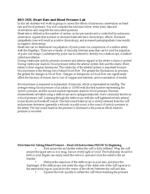 BIO 202L RS Activity 2Heart Rate And Blood Pressure Lab Onground 2 ...