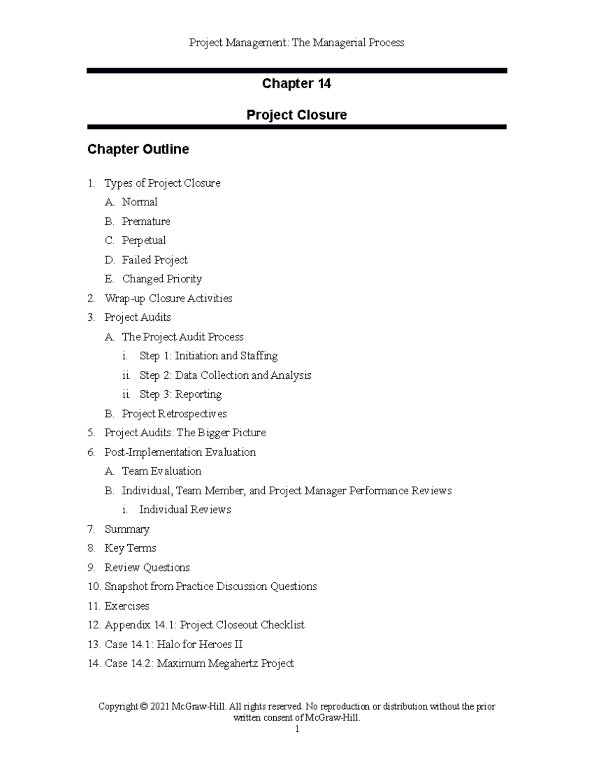 Larson PM 8e CH14 IM - Chapter 14 Project Closure Chapter Outline Types ...