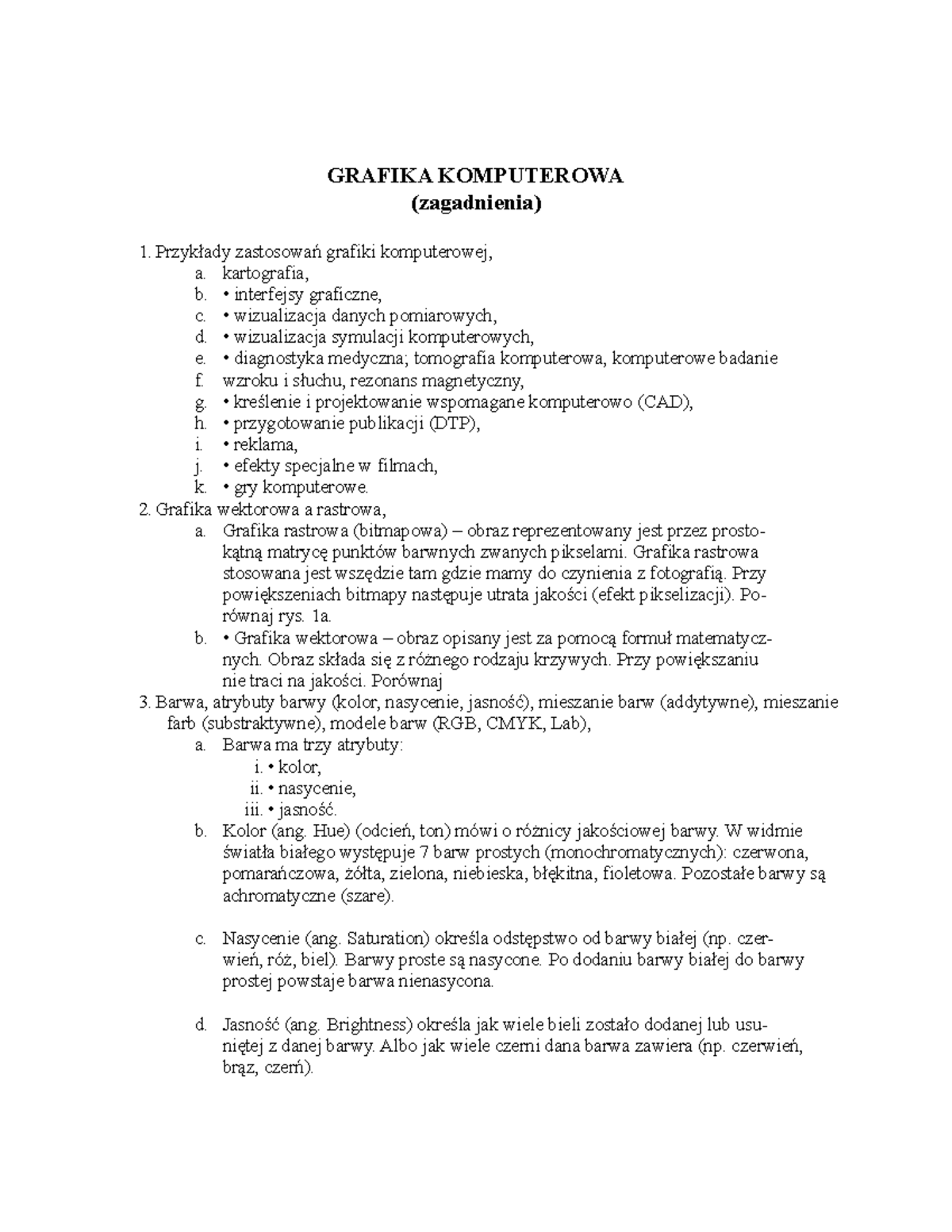 Sprawdzian Z Grafiki Komputerowej Liceum www.studocu.com