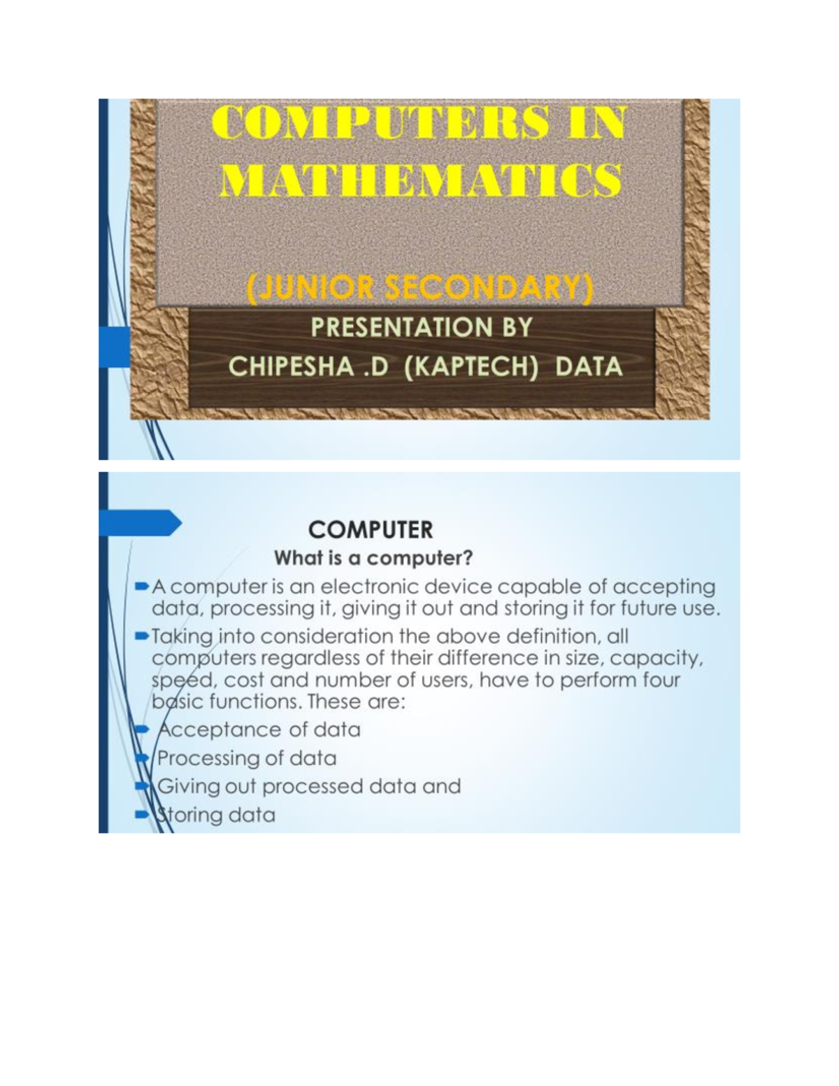 Computer in Mathematics 2 - COMPUTERS IN MATHEMATICS PRESENTATION ...