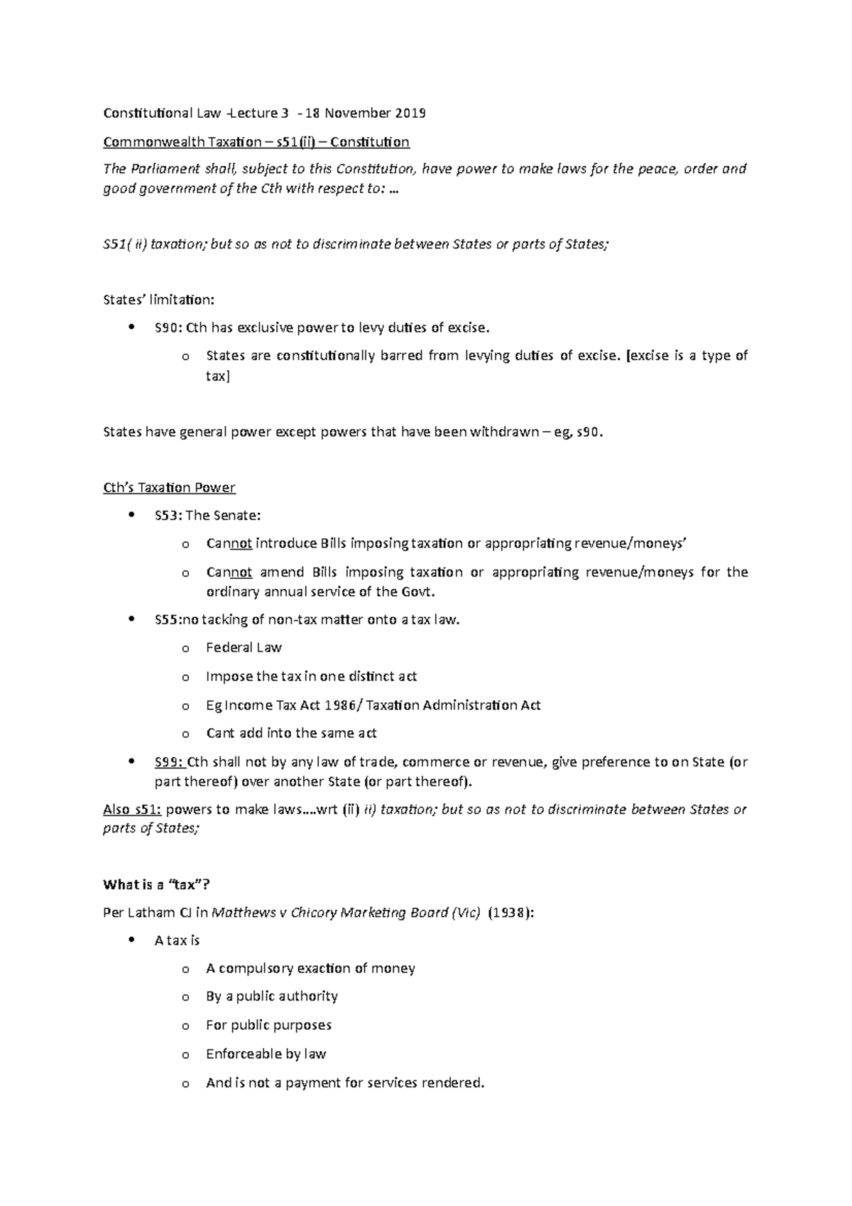 ACL - Lec 3 - Australian Constitution Law Notes - LPAB06 - USyd - Studocu