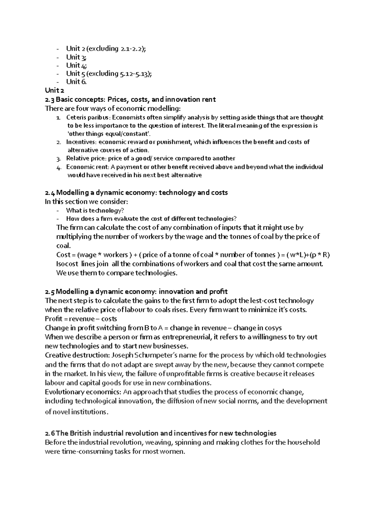 Summary Mircoeconomics - Unit 2 (excluding 2.1-2); Unit 3; Unit 4; Unit ...