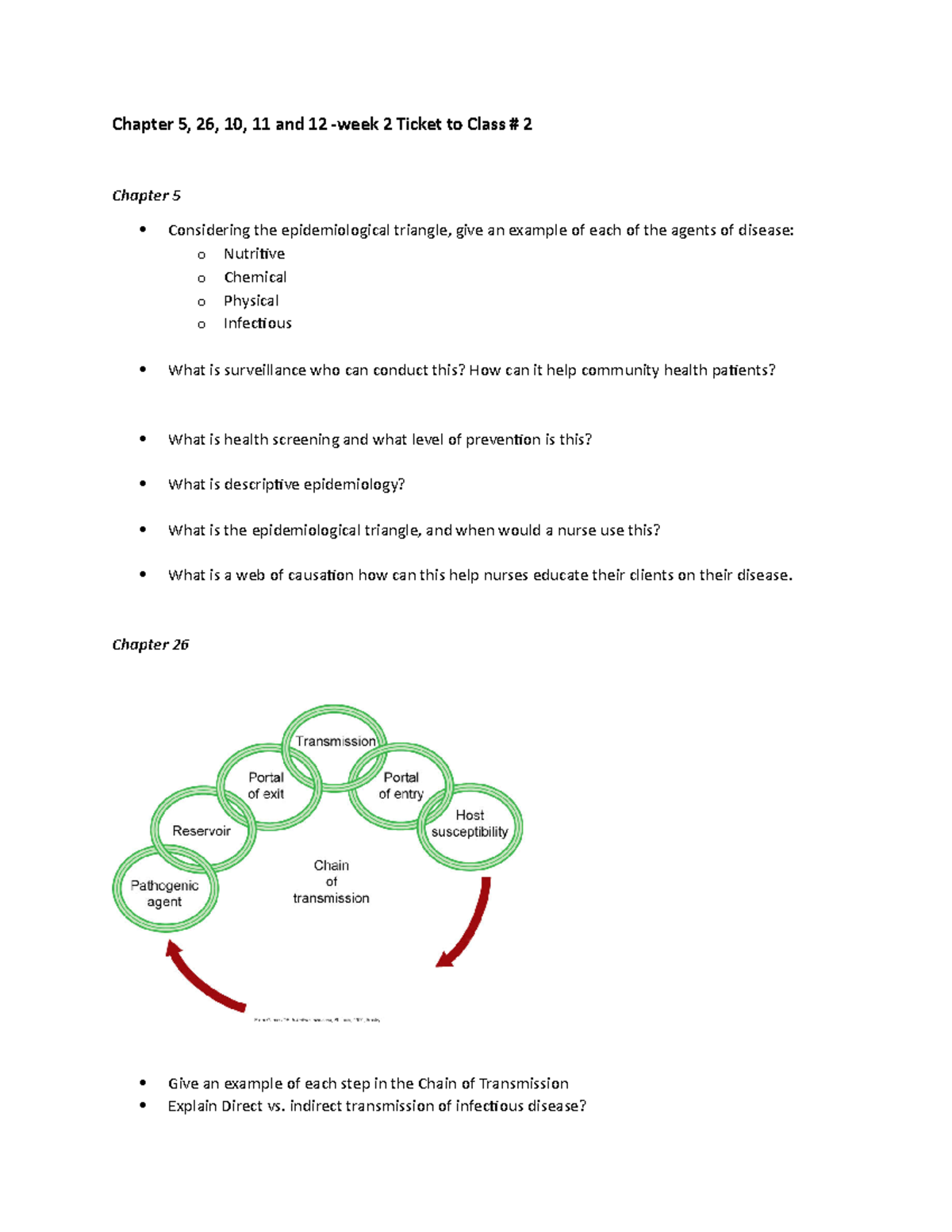 Ticket to class #2 community - Chapter 5, 26, 10, 11 and 12 -week 2 ...