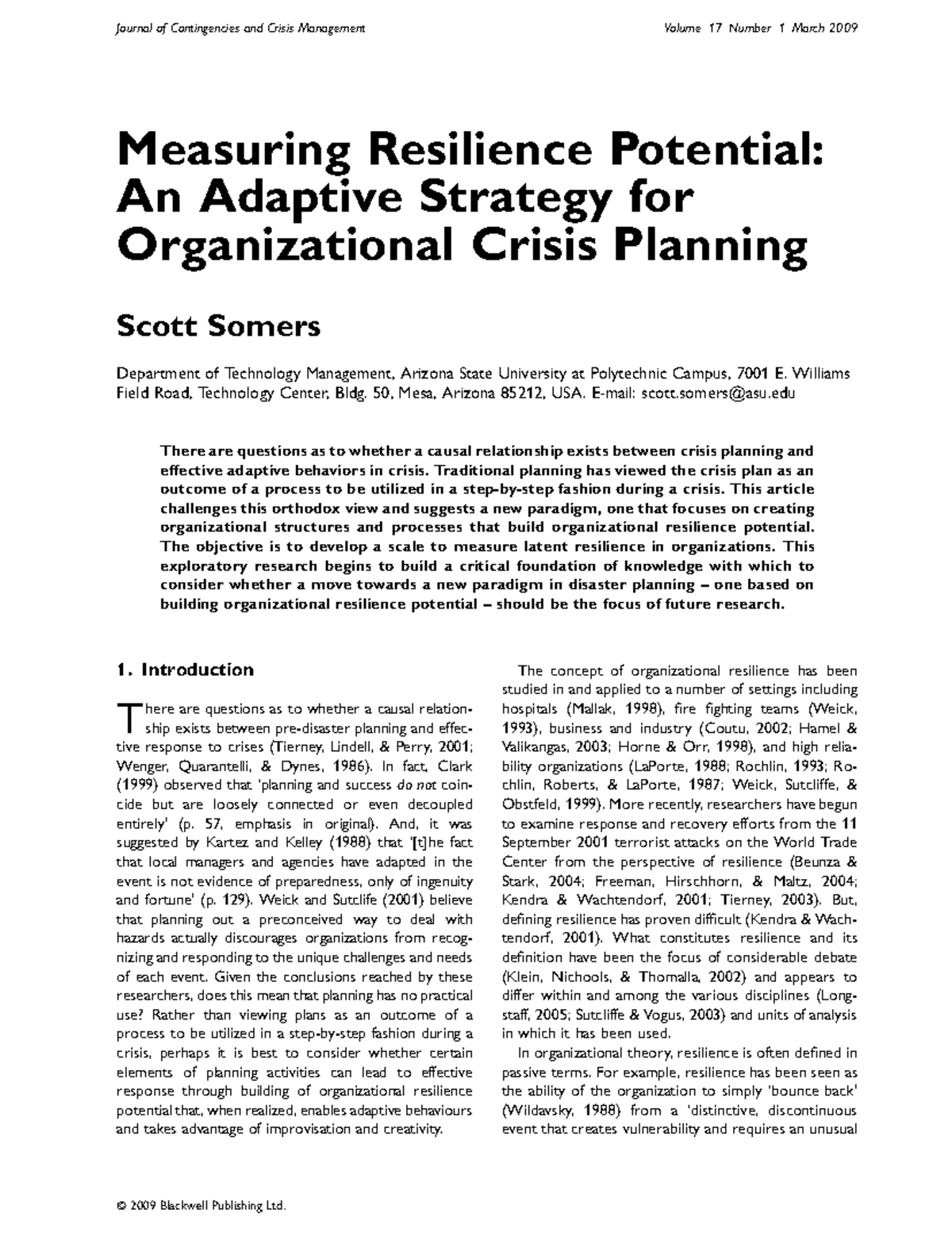 J.1468-5973.2009 - disaster - Measuring Resilience Potential: An ...